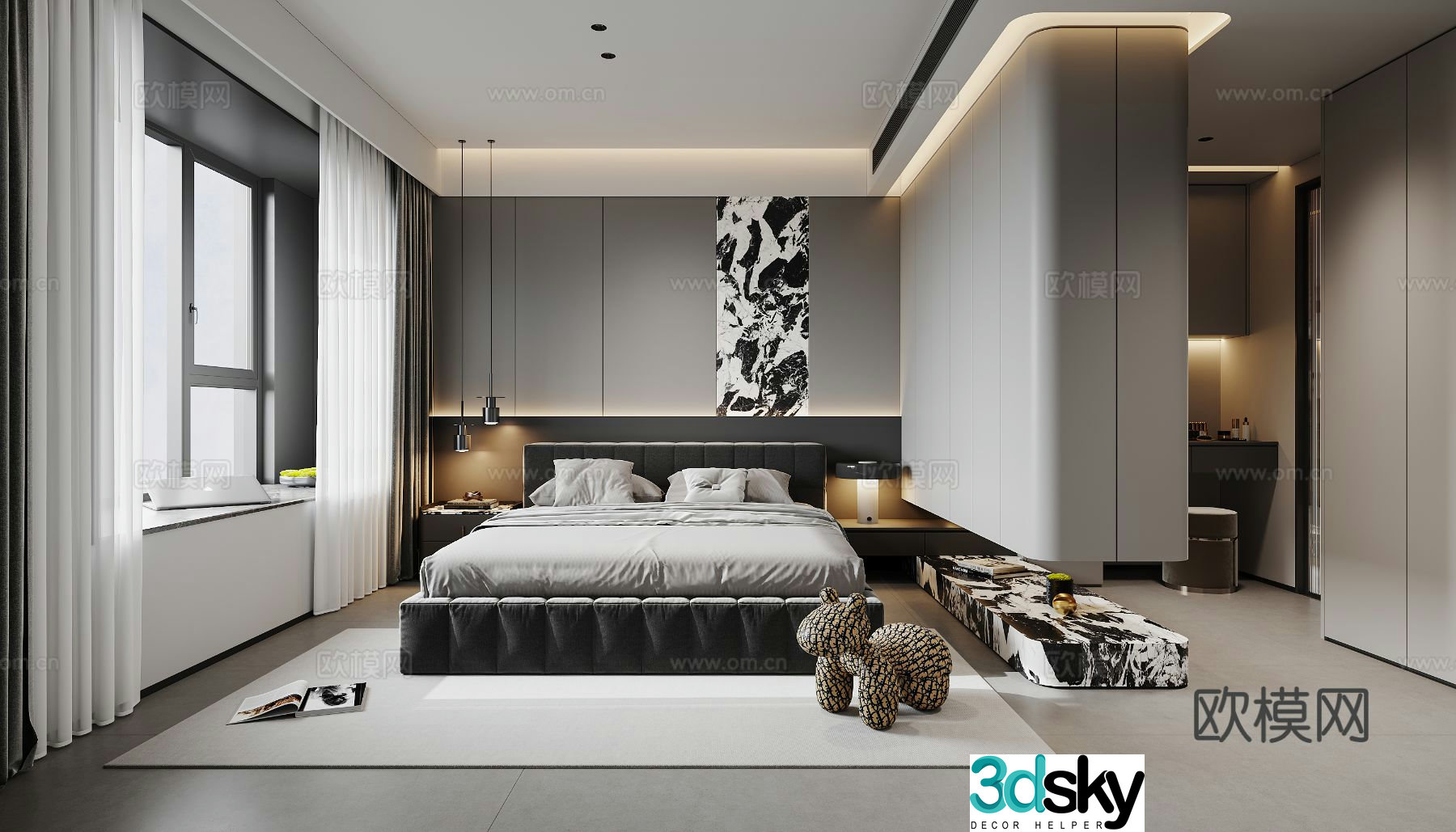 Italian style bedroom master bedroom 3d model