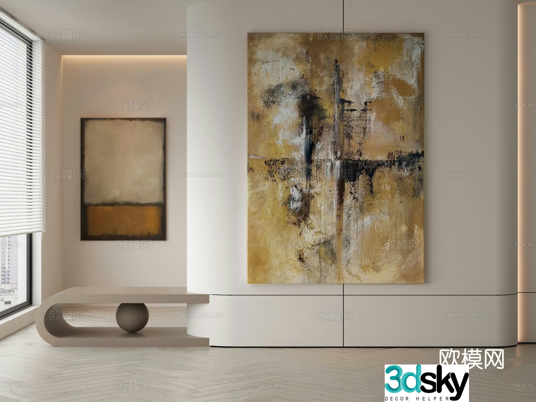 Modern texture painting decorative painting 3d model