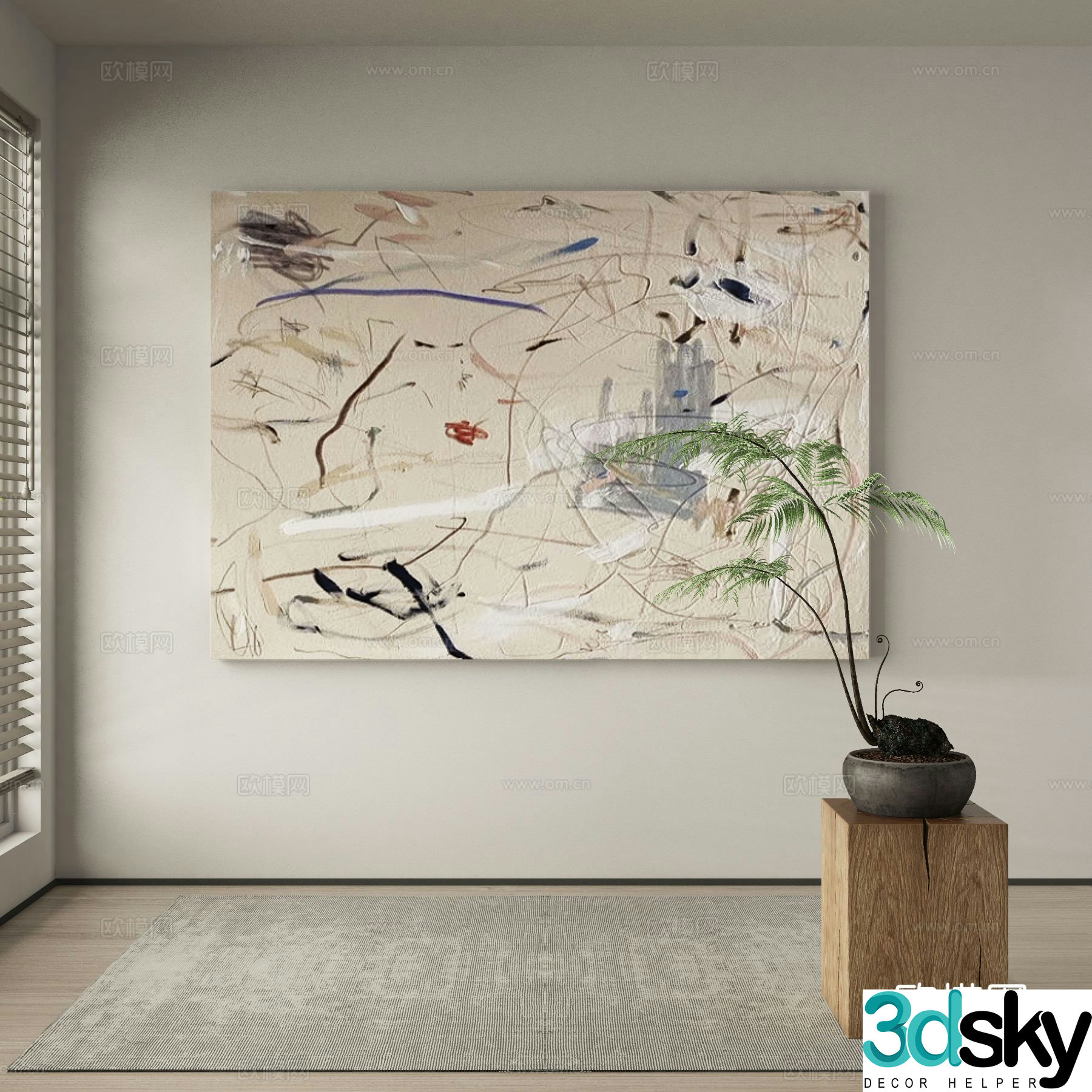 Modern texture painting decorative painting 3d model