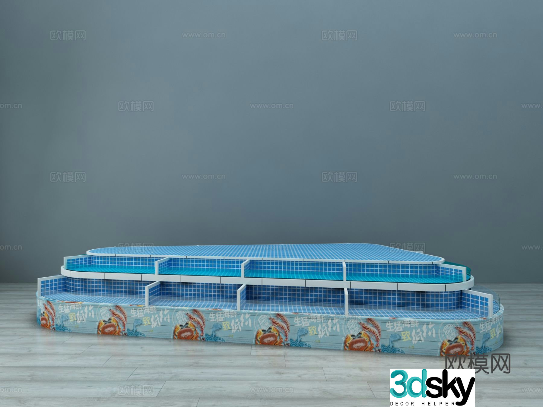 Modern fish tank seafood pool seafood table 3D model