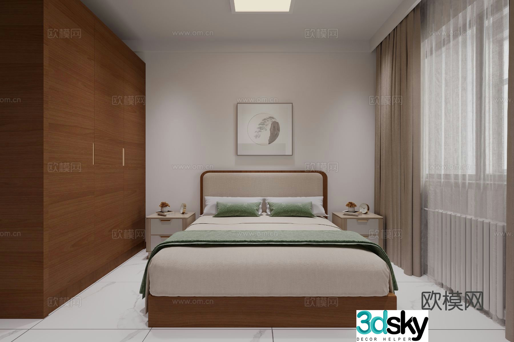 New Chinese style bedroom elderly room 3d model