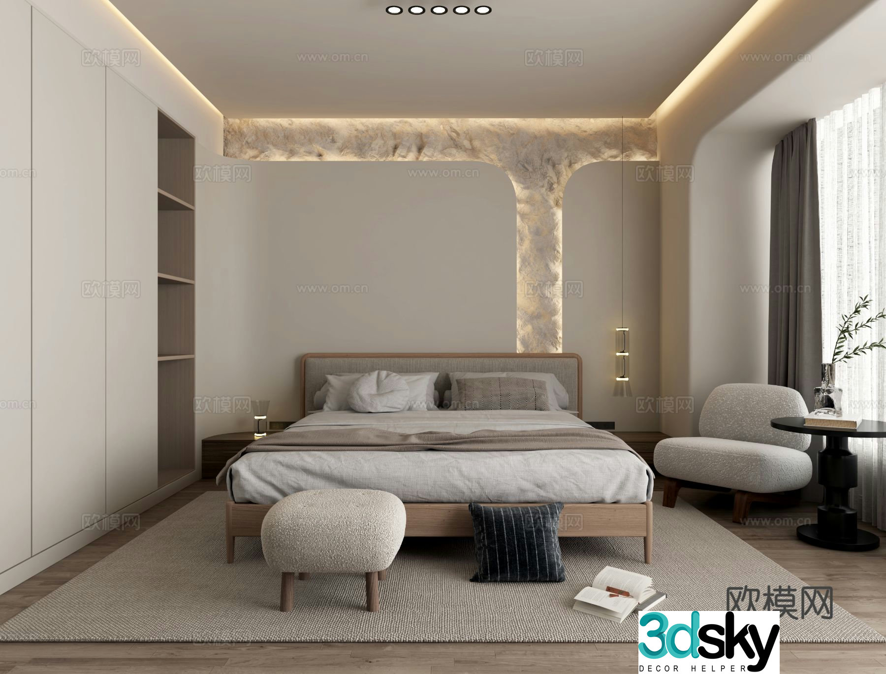 Modern bedroom master bedroom 3d model