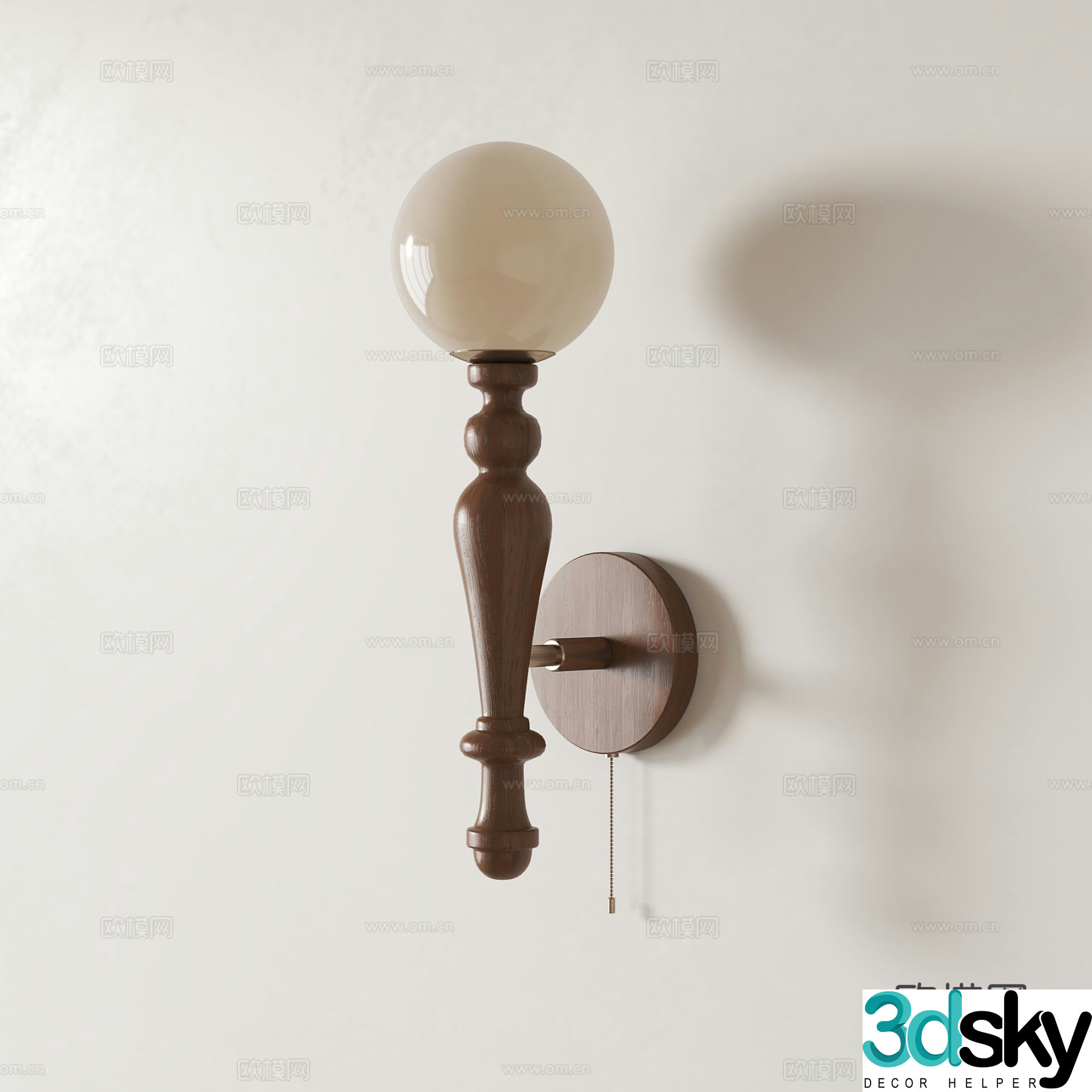 Medieval style wall lamp spherical wall lamp 3D model