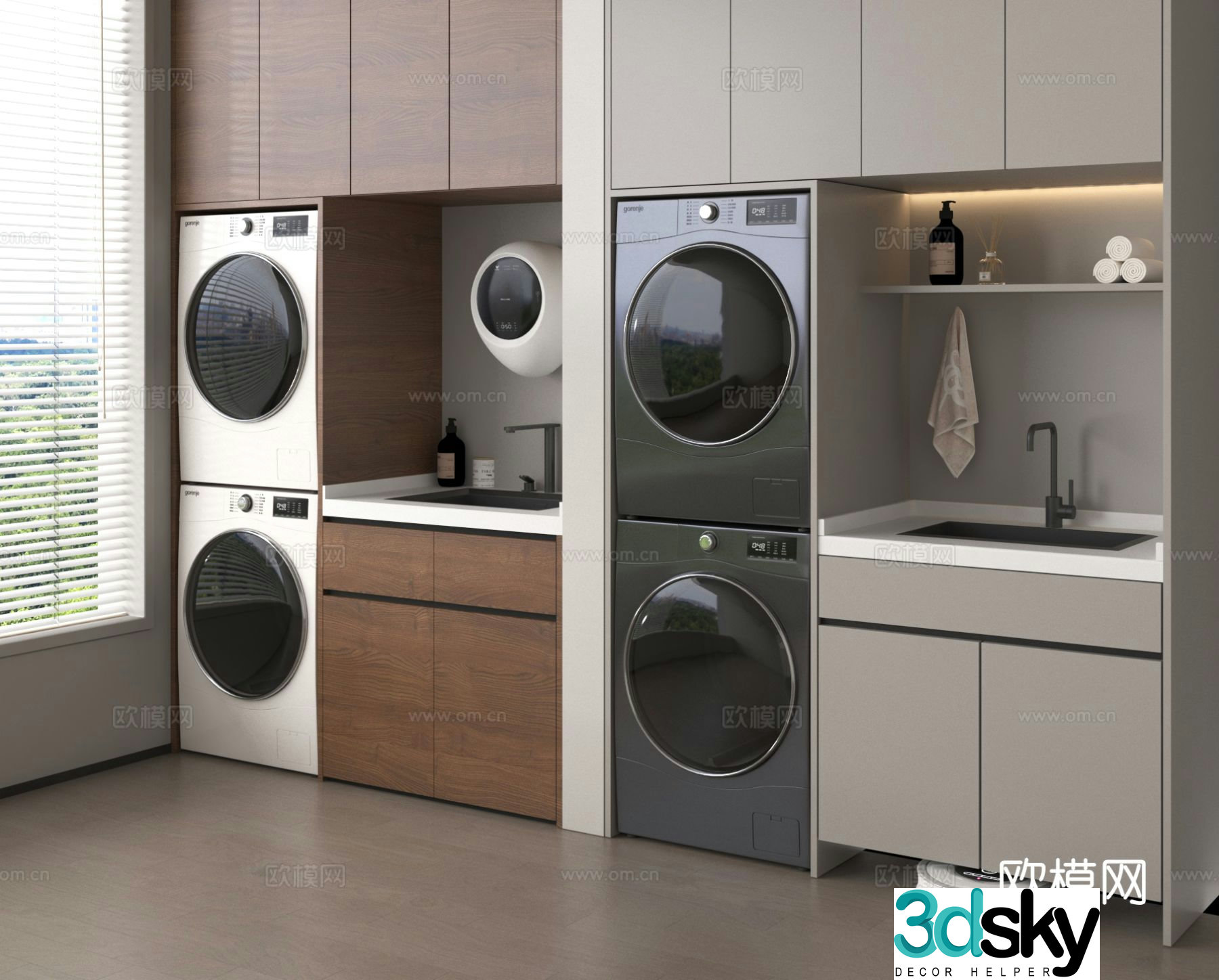 Washing machine cabinet balcony cabinet 3d model