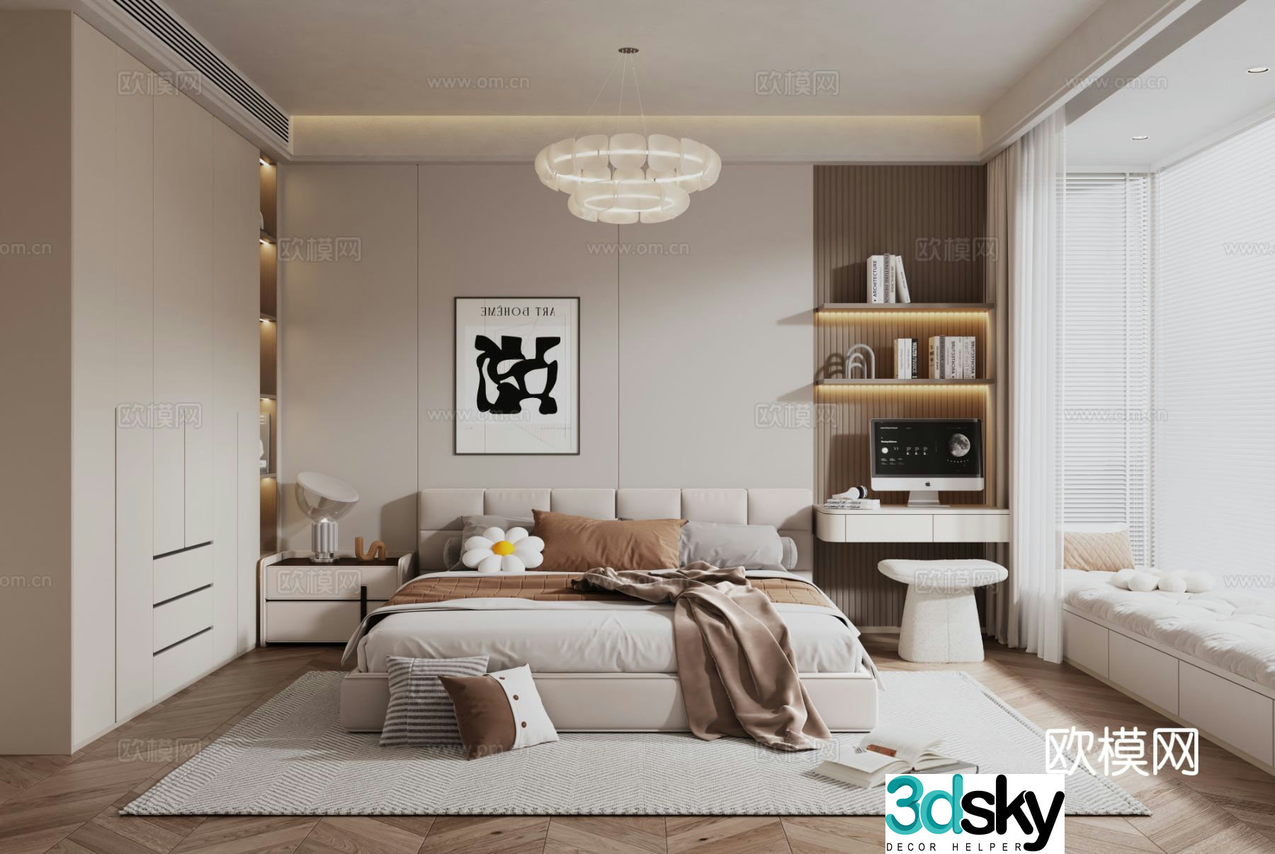 Cream style bedroom master bedroom 3d model