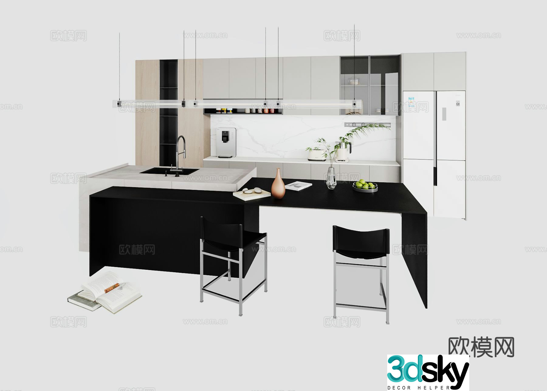Modern island sideboard 3d model