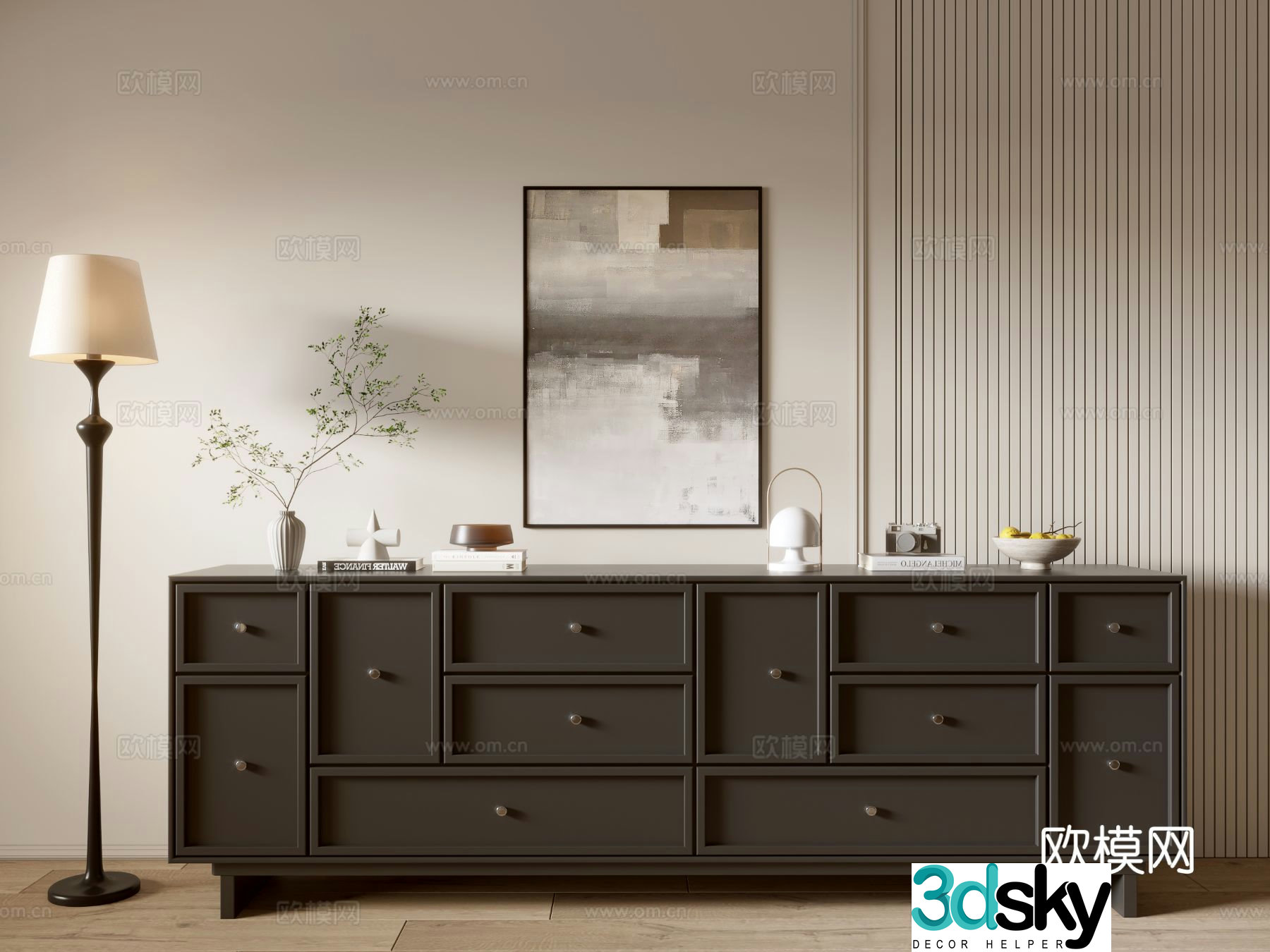 Modern chest of drawers side cabinet 3d model