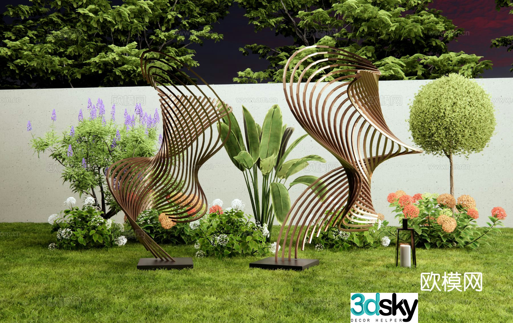 Modern landscape sculpture abstract sculpture 3d model