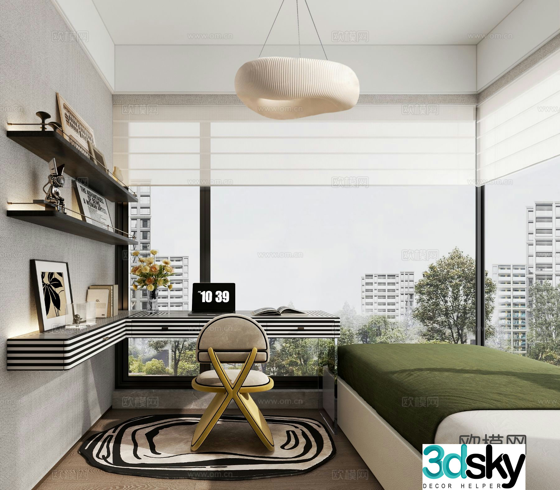 Modern study room 3d model