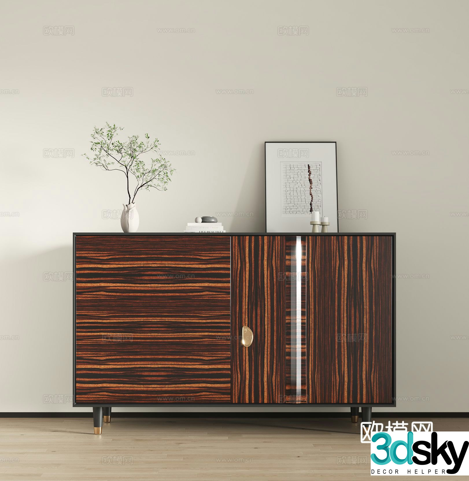 Medieval style entrance cabinet and side cabinet 3D model