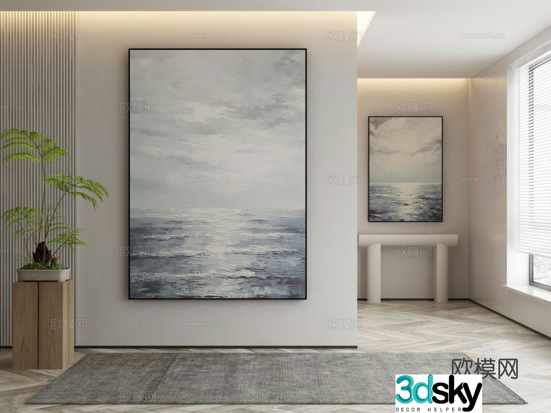 Modern landscape painting decorative painting 3d model