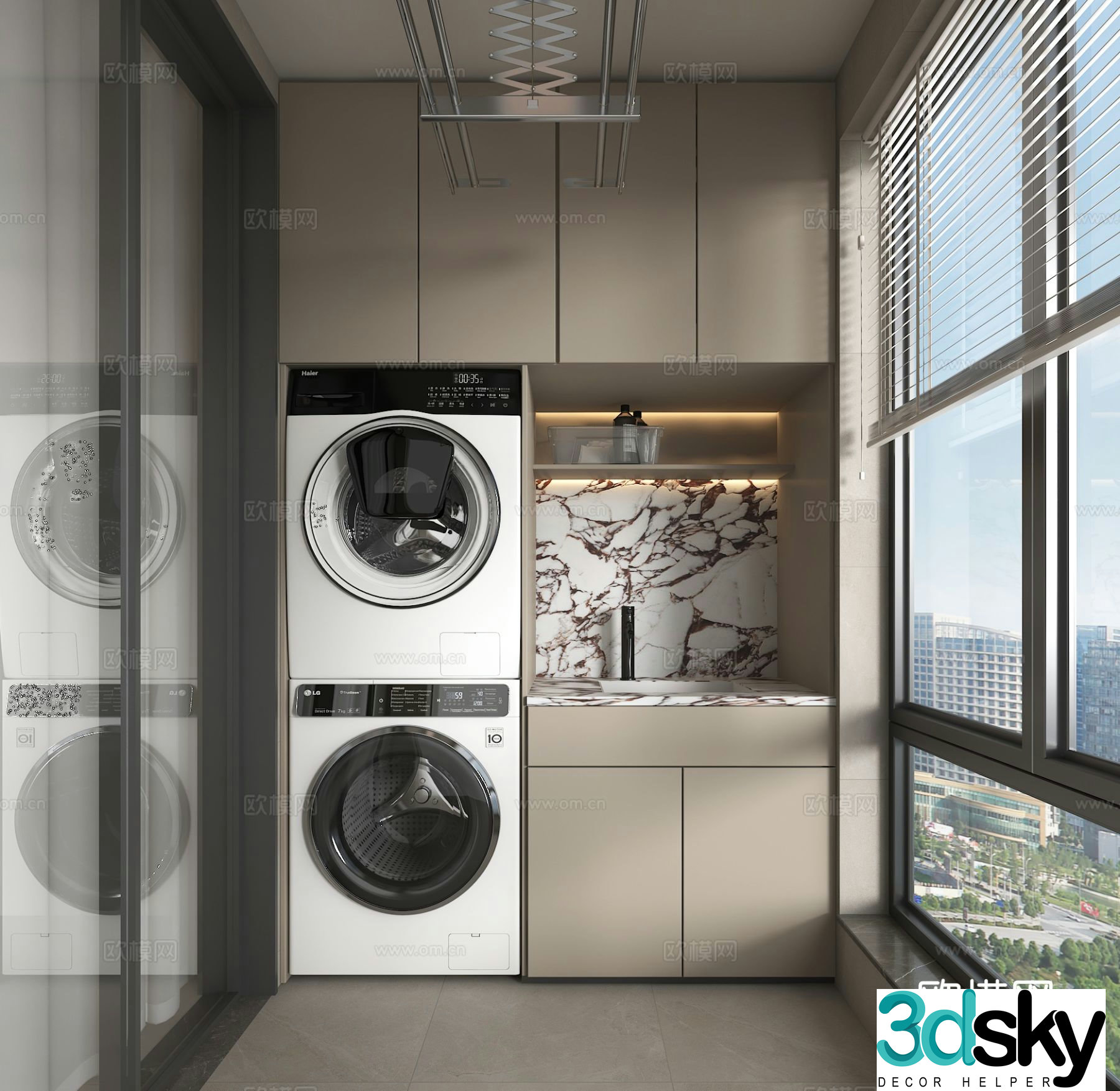 Washing machine cabinet balcony cabinet 3d model