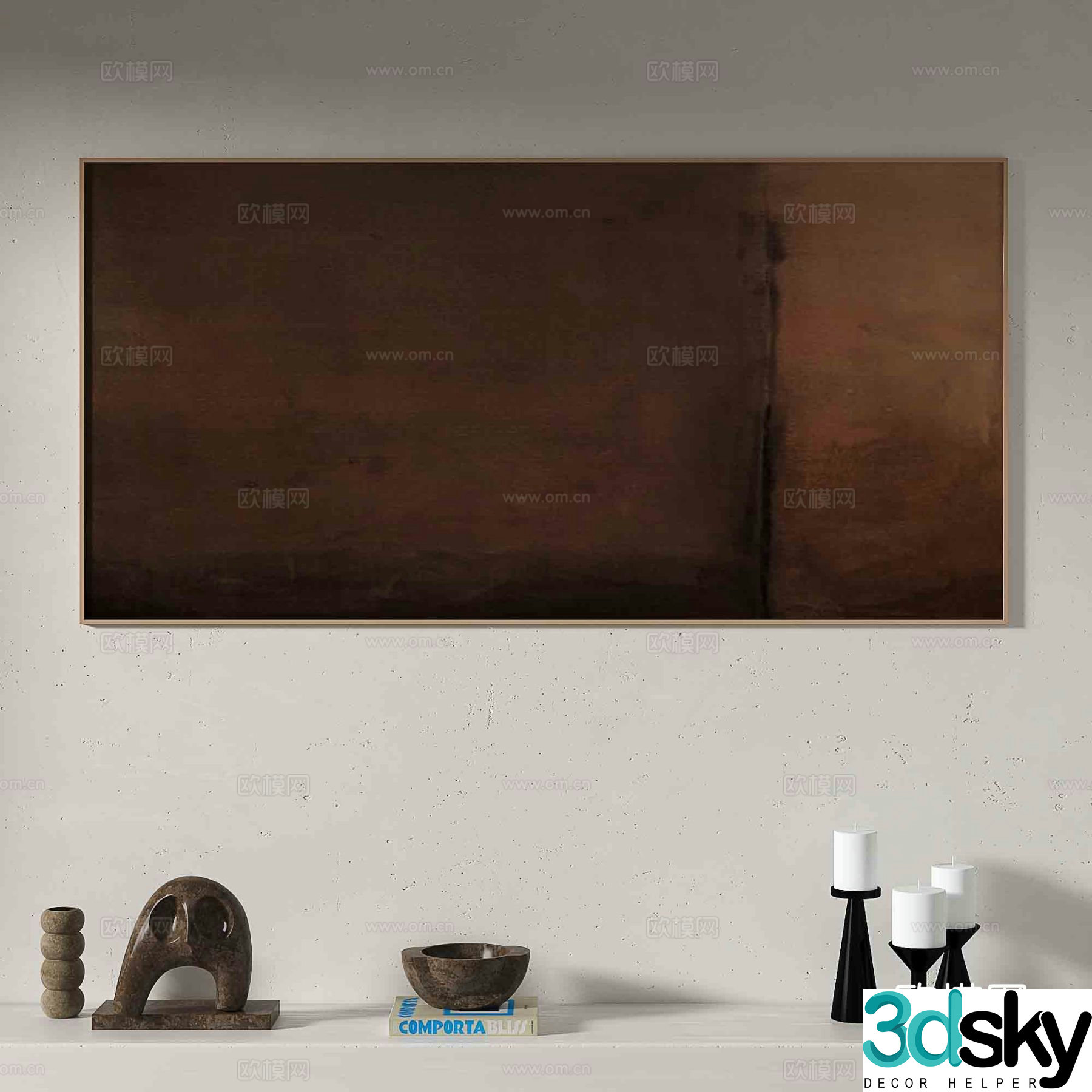 Wabi-sabi abstract painting decorative painting 3d model