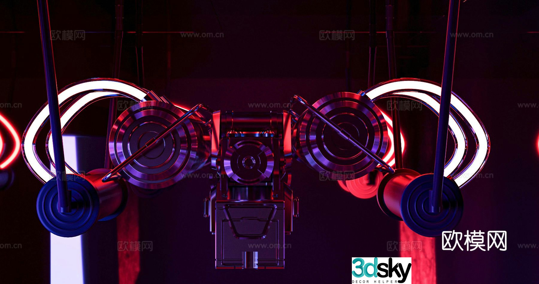 Industrial style art installation cyberpunk 3d model