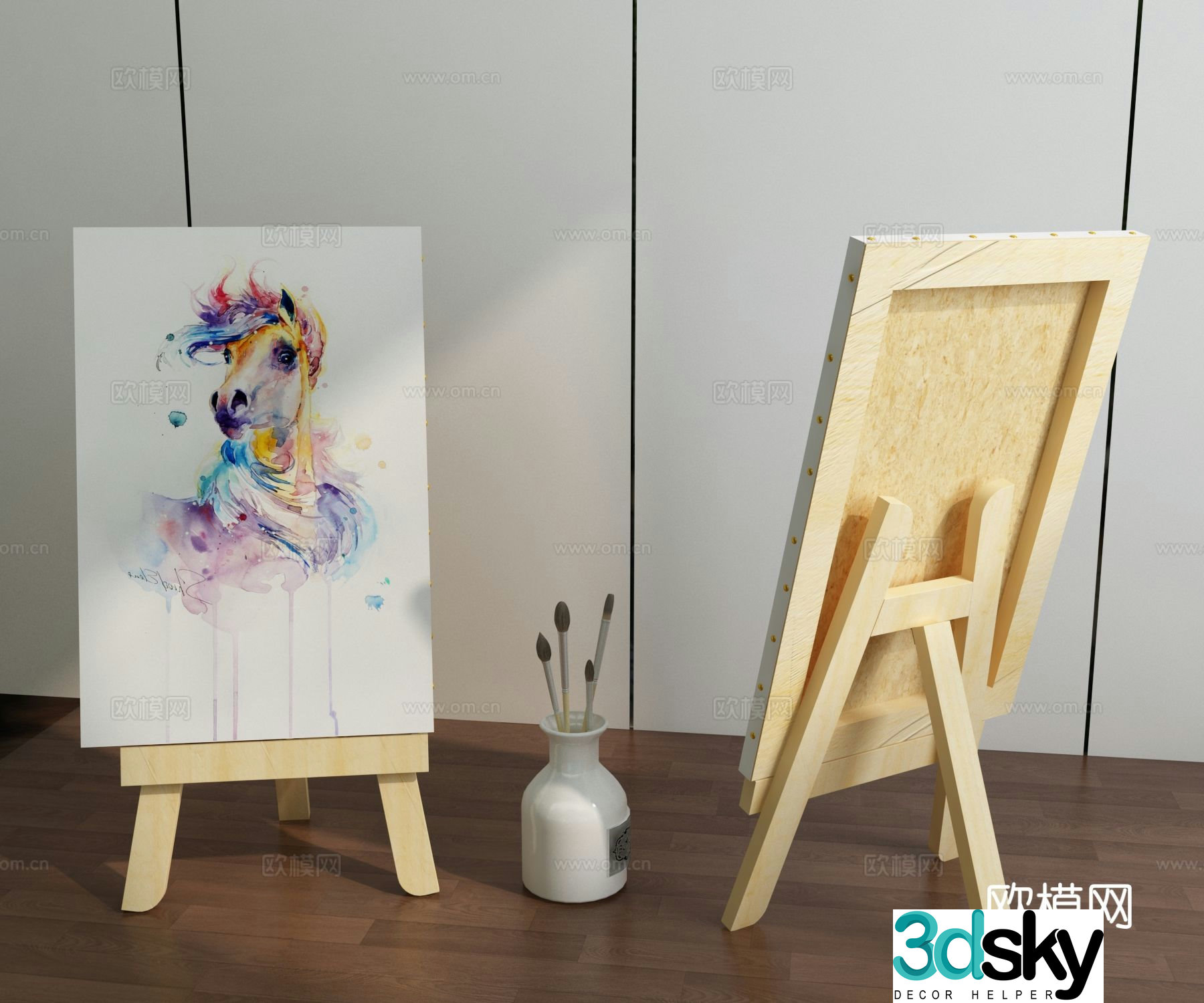Modern drawing board children's easel 3d model