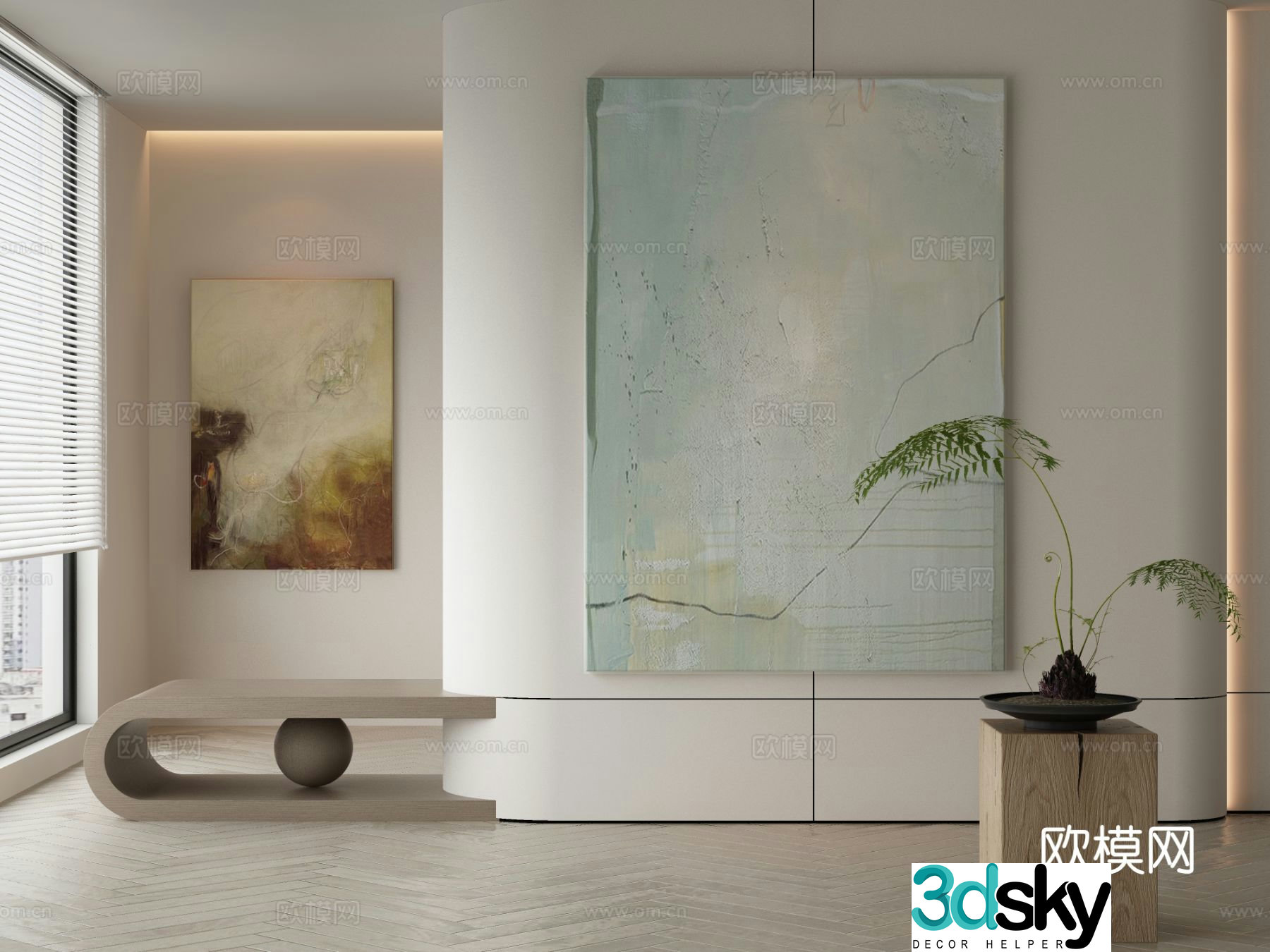 Modern texture painting decorative painting 3d model