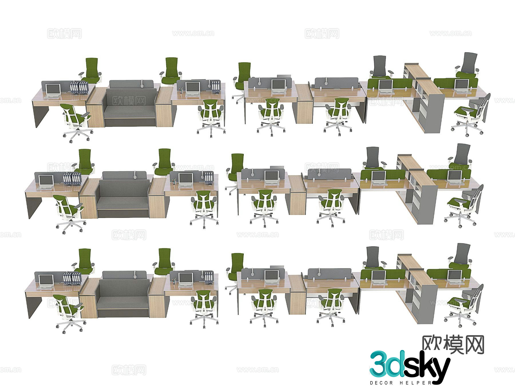 Card space desk work station post 3d model