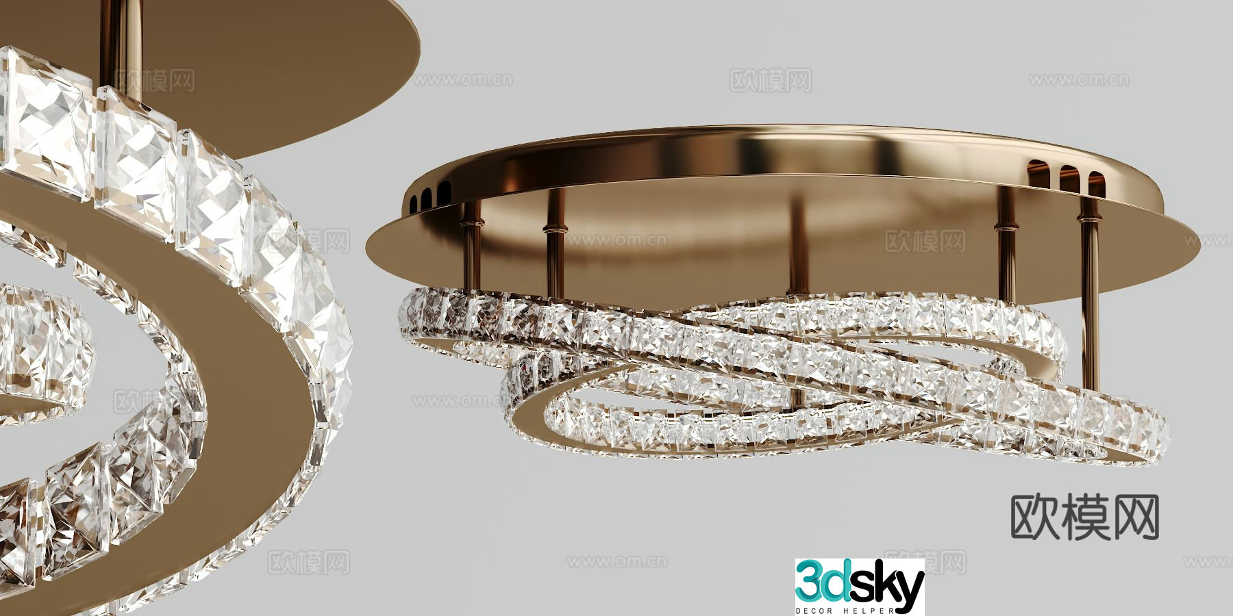 Light luxury crystal ceiling lamp 3D model
