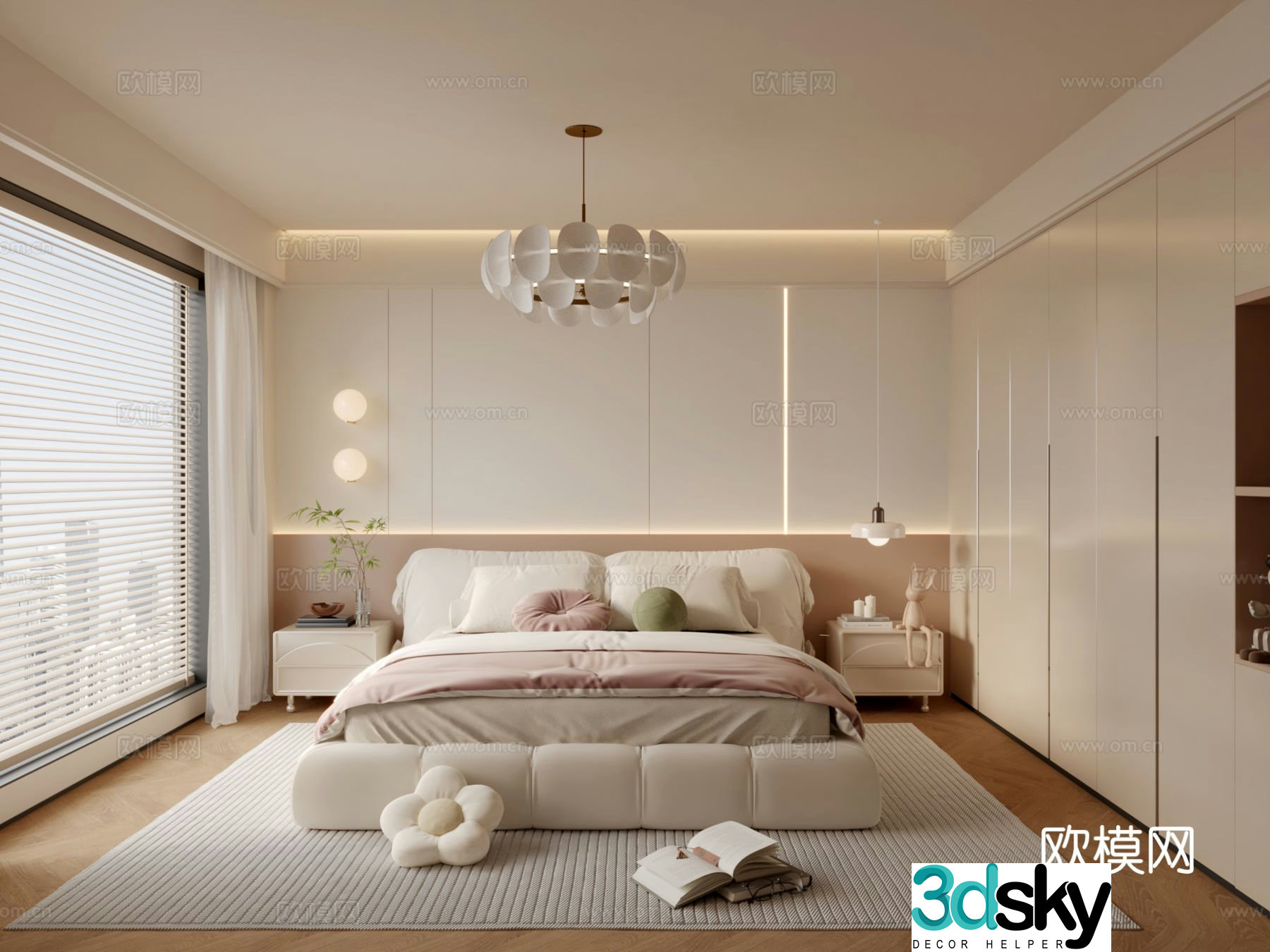 Cream style bedroom master bedroom 3d model