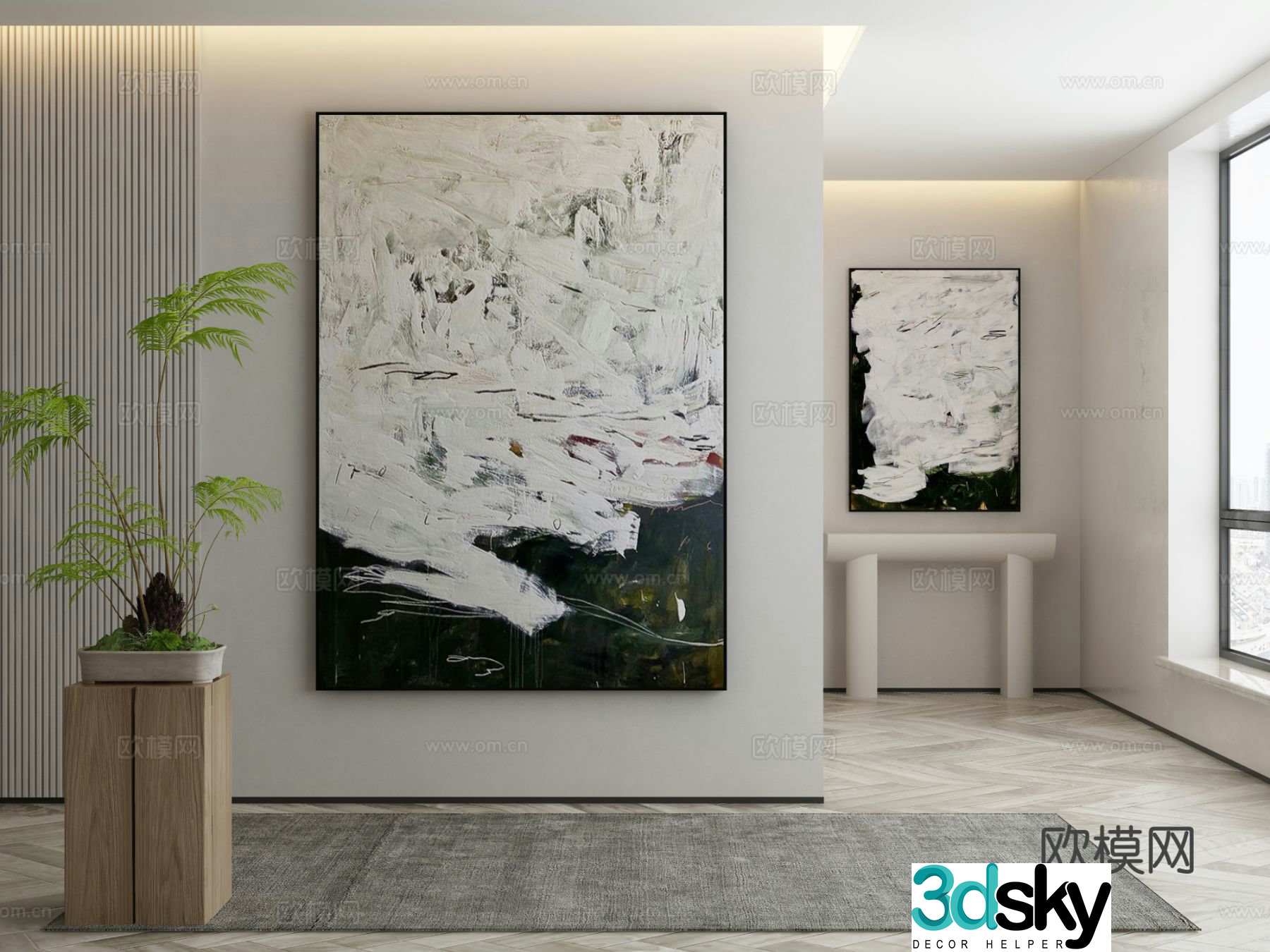 Modern texture painting decorative painting 3d model