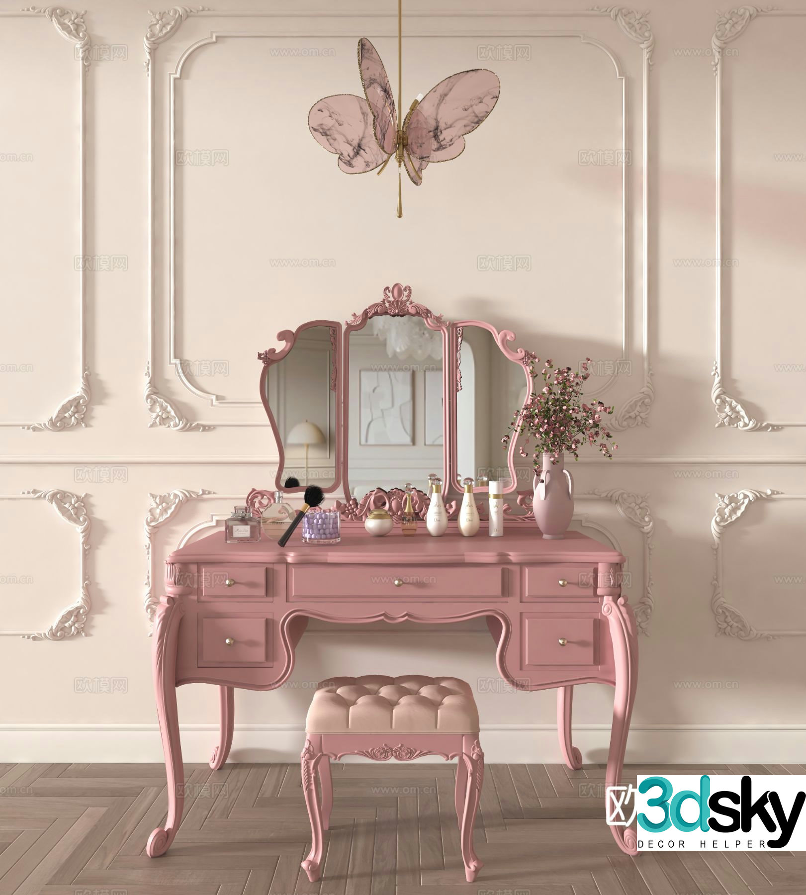 Simple European dressing table dressing table 3D model