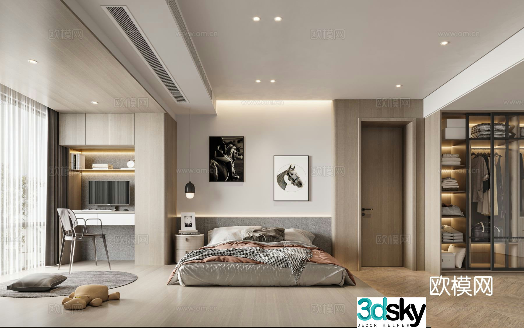 Modern bedroom master bedroom 3d model