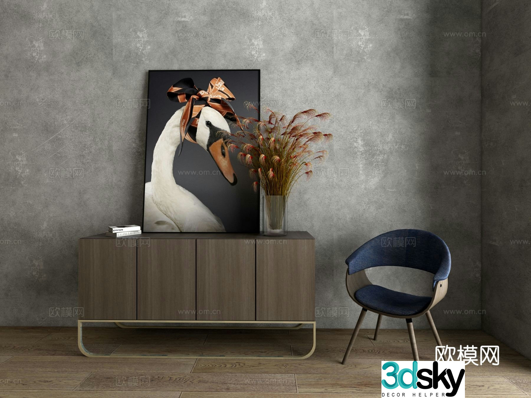 Modern side cabinet side view cabinet entrance cabinet 3D model