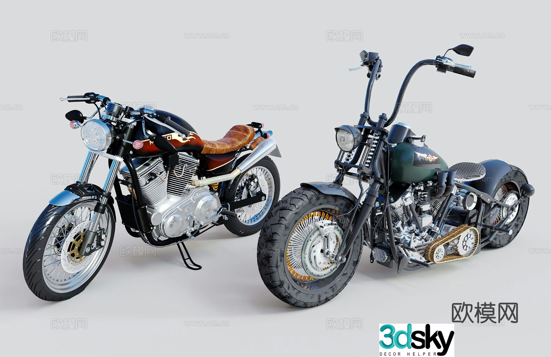 Retro motorcycle Harley motorcycle 3d model