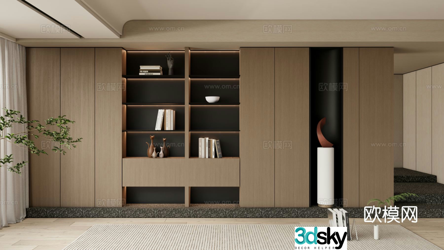 Modern decorative cabinet storage rack display rack 3D model