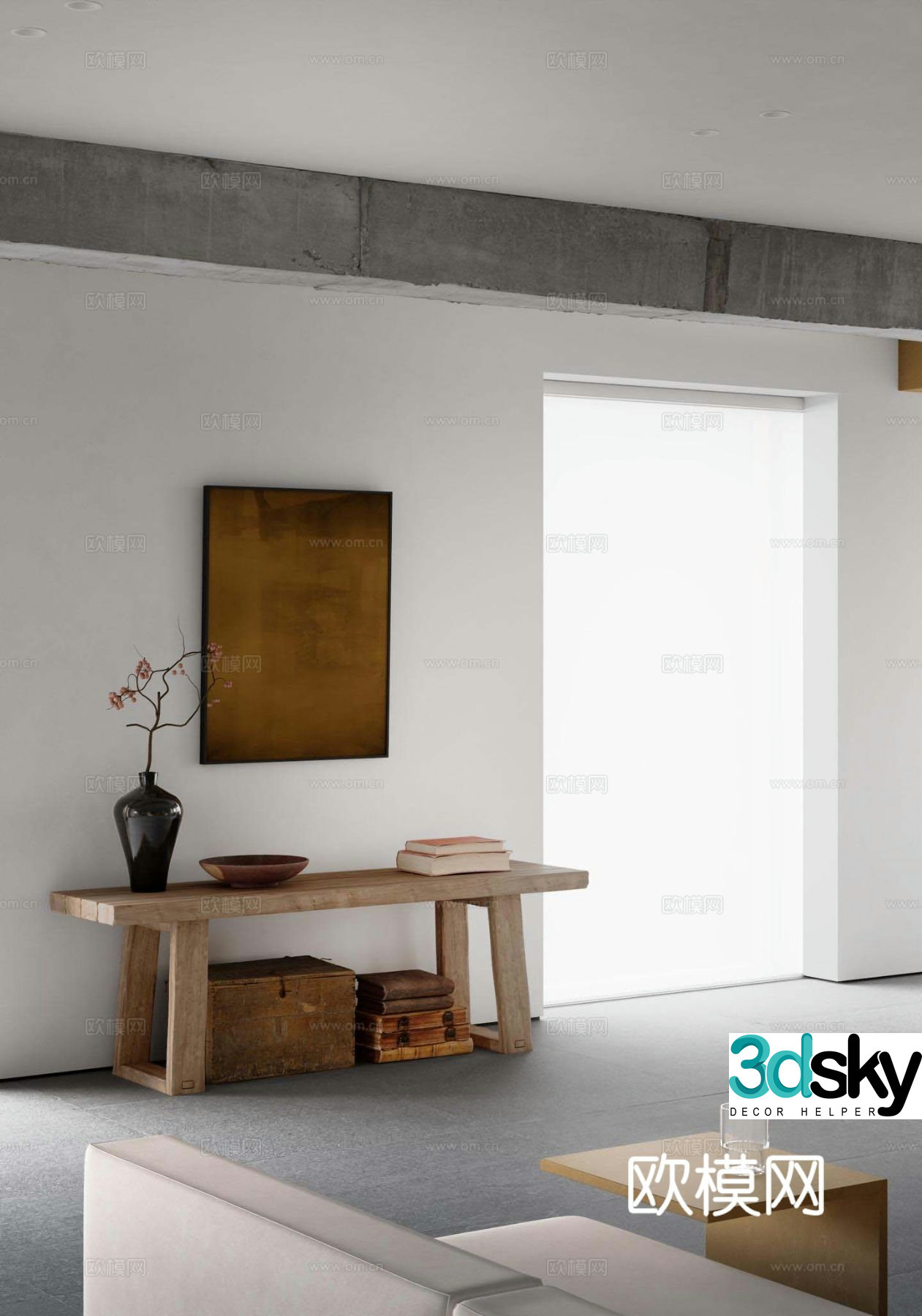 Medieval style decorative painting bench 3d model of viewing platform