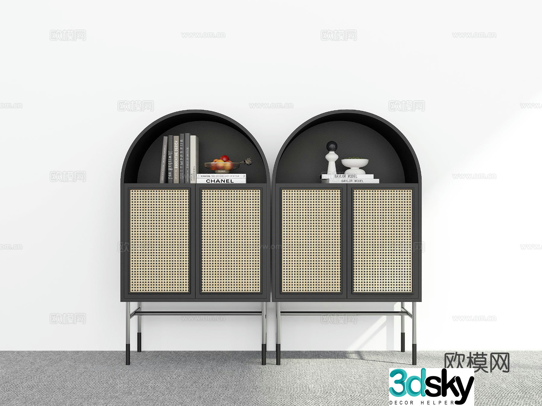 Medieval style arched sideboard 3d model
