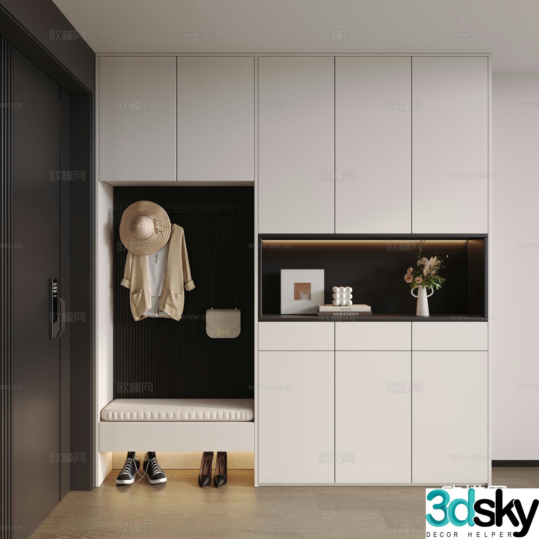 Modern entrance shoe cabinet 3d model
