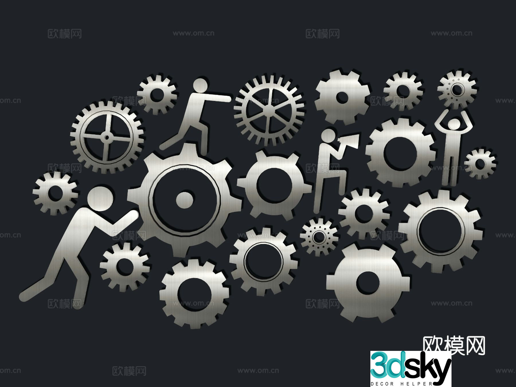 Technology gear wall decoration machinery icon machinery parts wall decoration 3d model