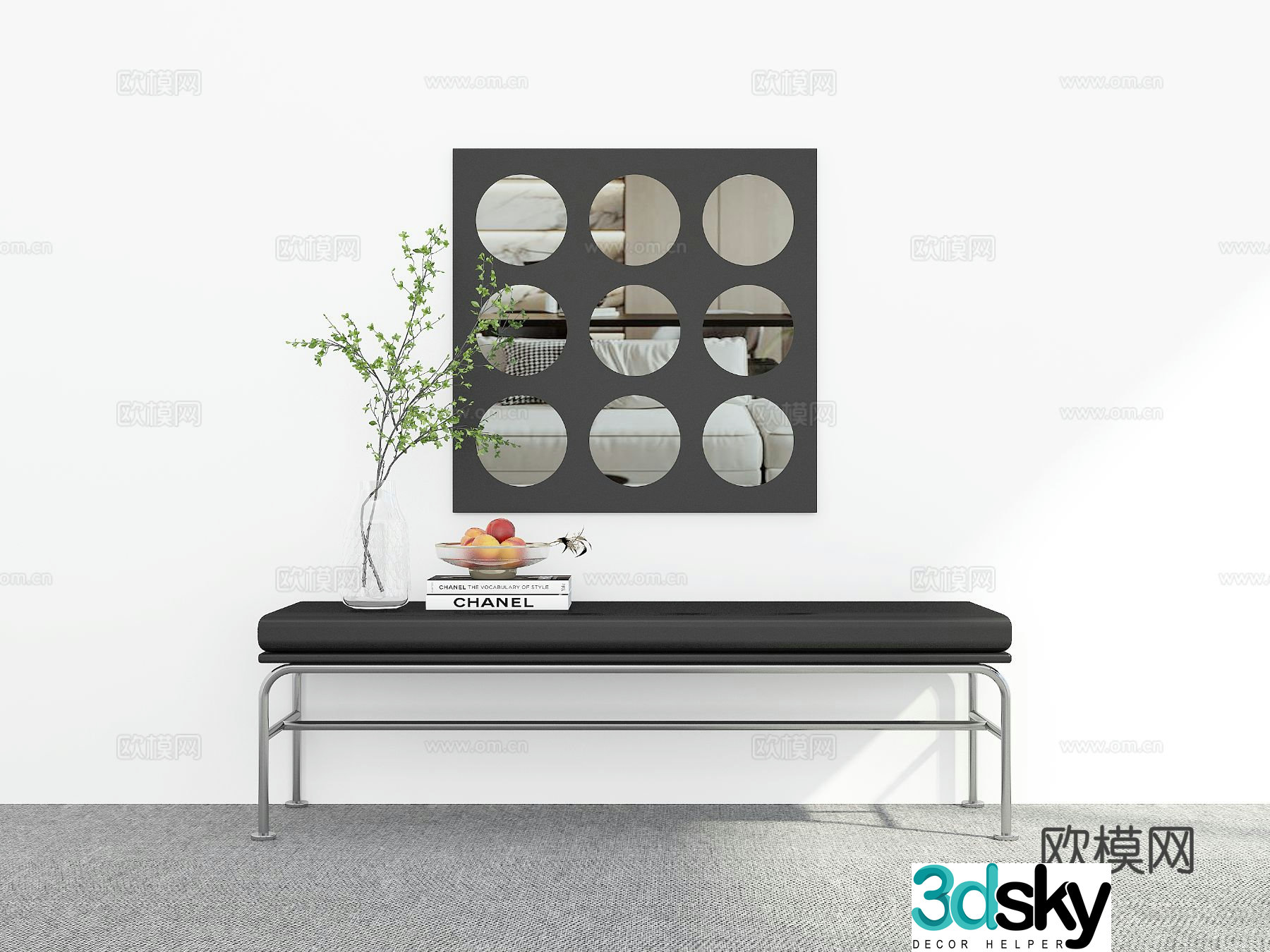 Modern shoe changing stool bench bench 3d model