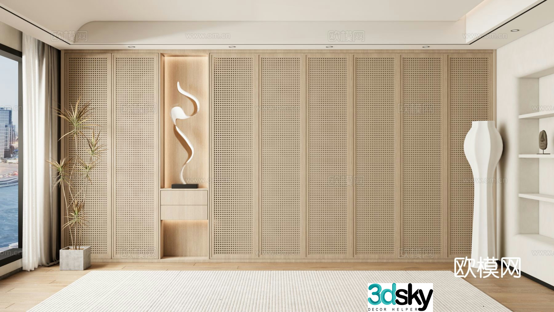 Wabi Sabi Wardrobe Rattan Wardrobe 3D model