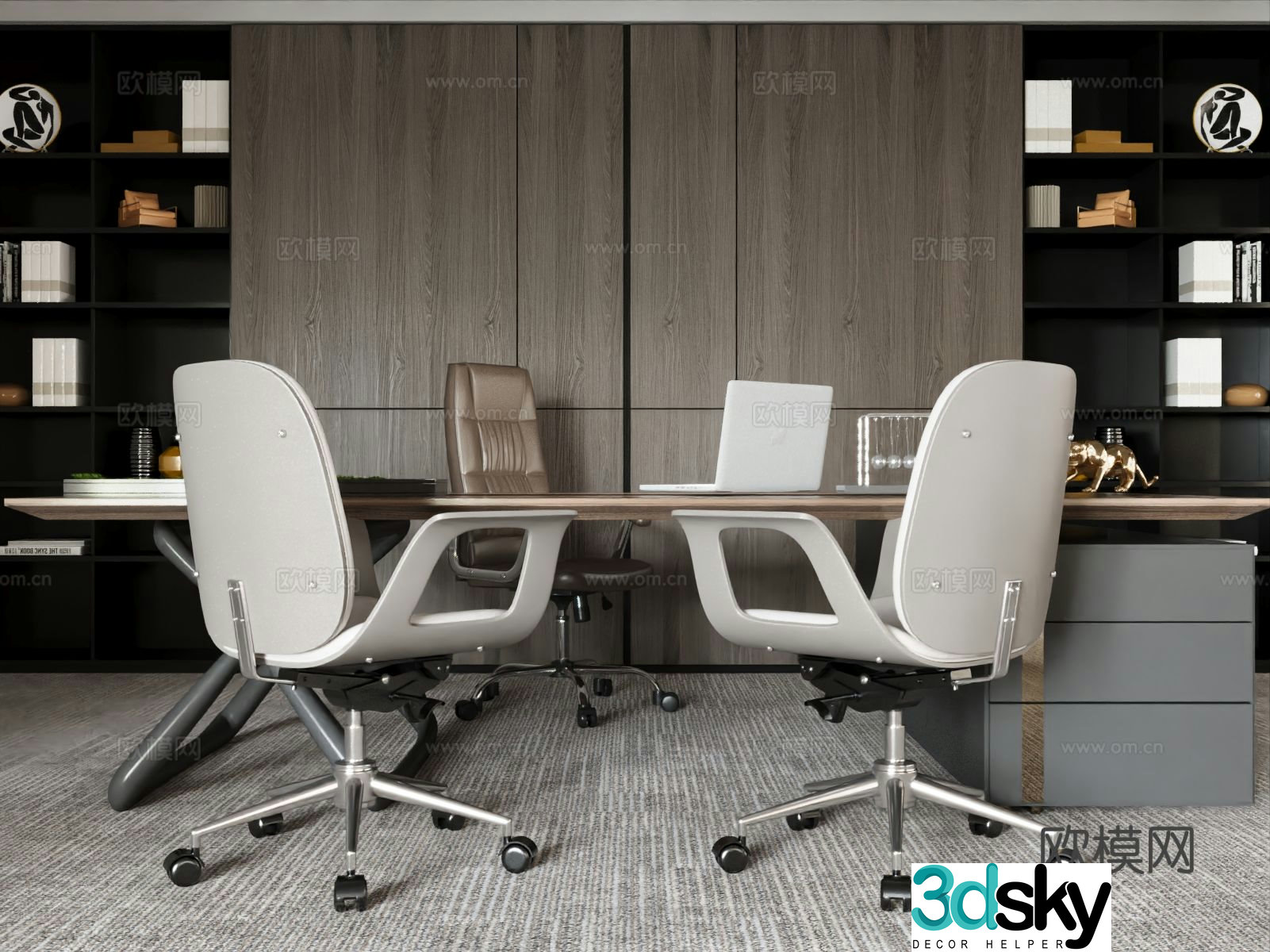 Modern desk desk executive desk boss desk 3d model