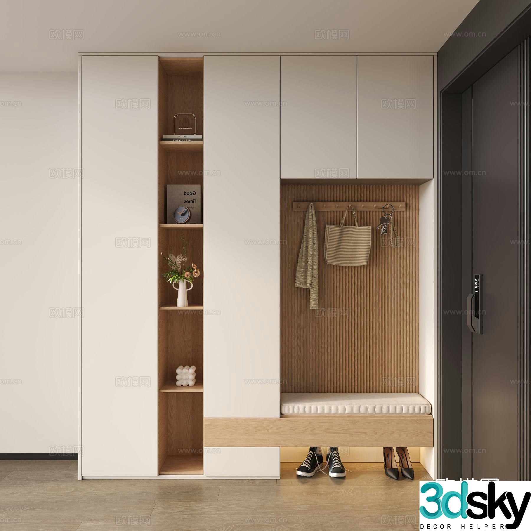 Modern entrance shoe cabinet home shoe cabinet 3D model