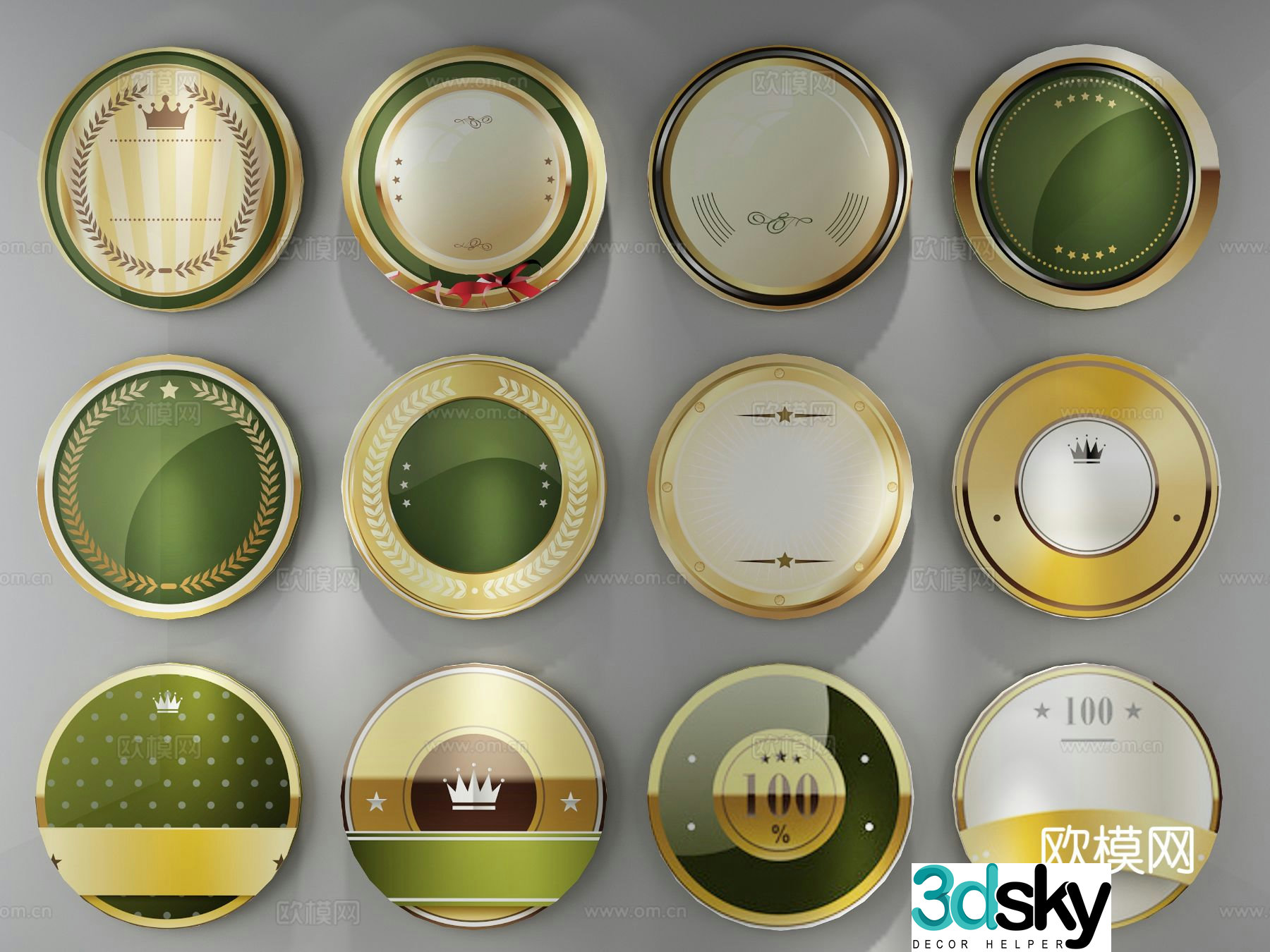 Light luxury wall decoration round hanging decoration 3D model