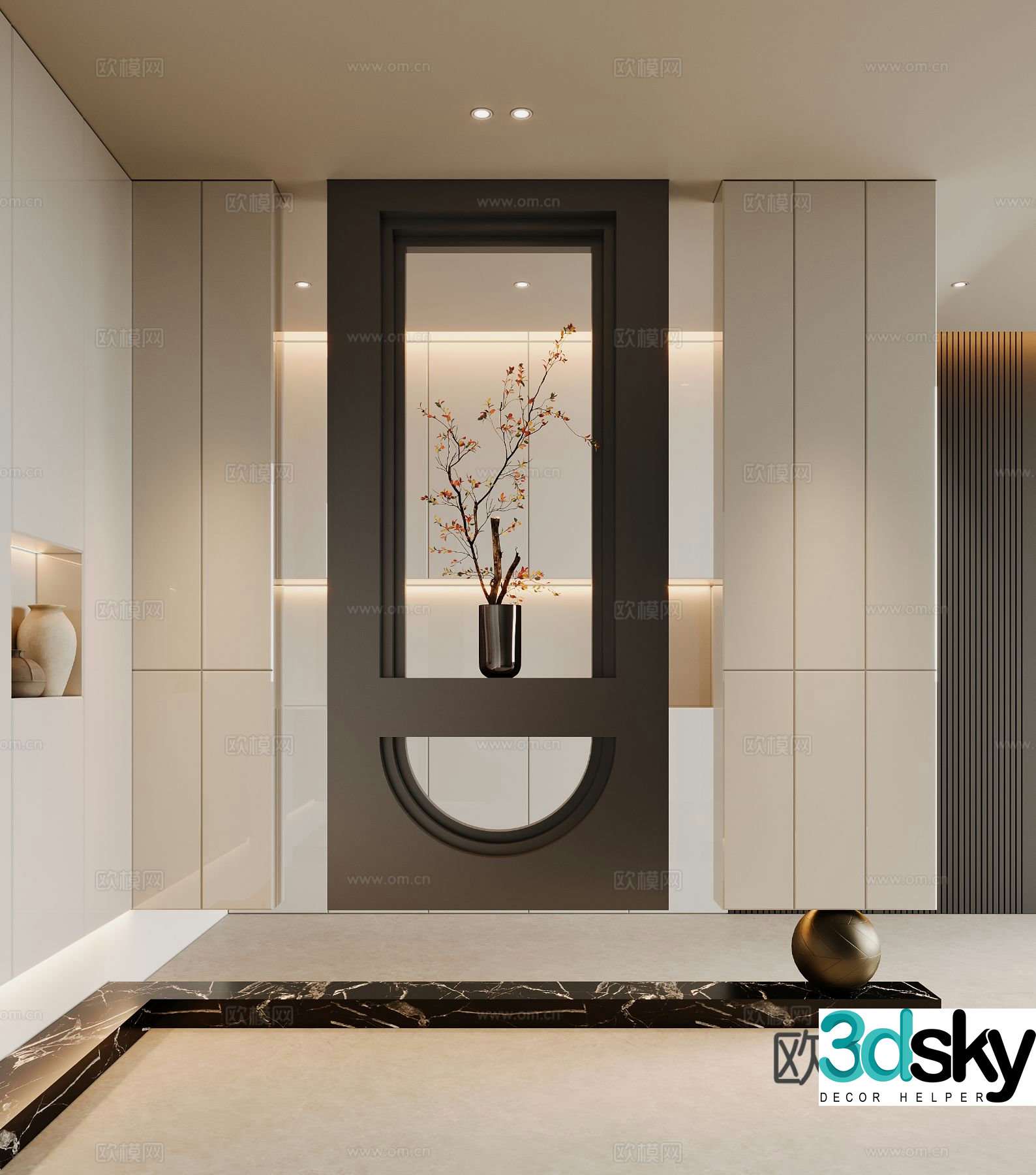 Italian style entrance hall decorative entrance aisle 3D model