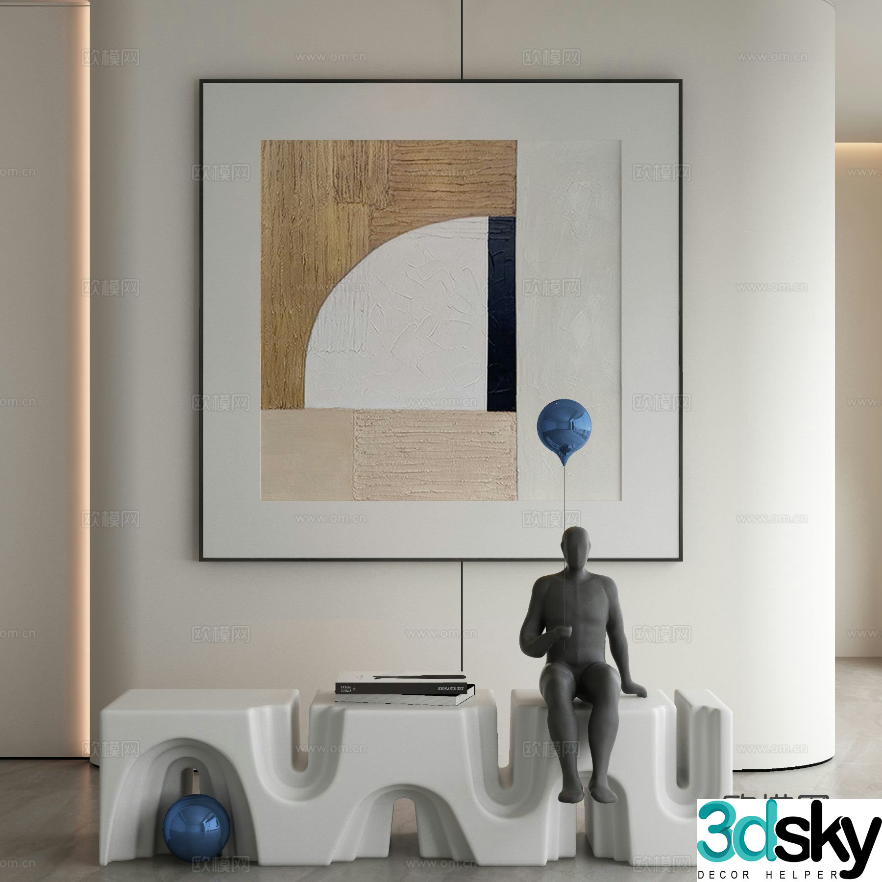 Modern texture painting decorative painting 3d model
