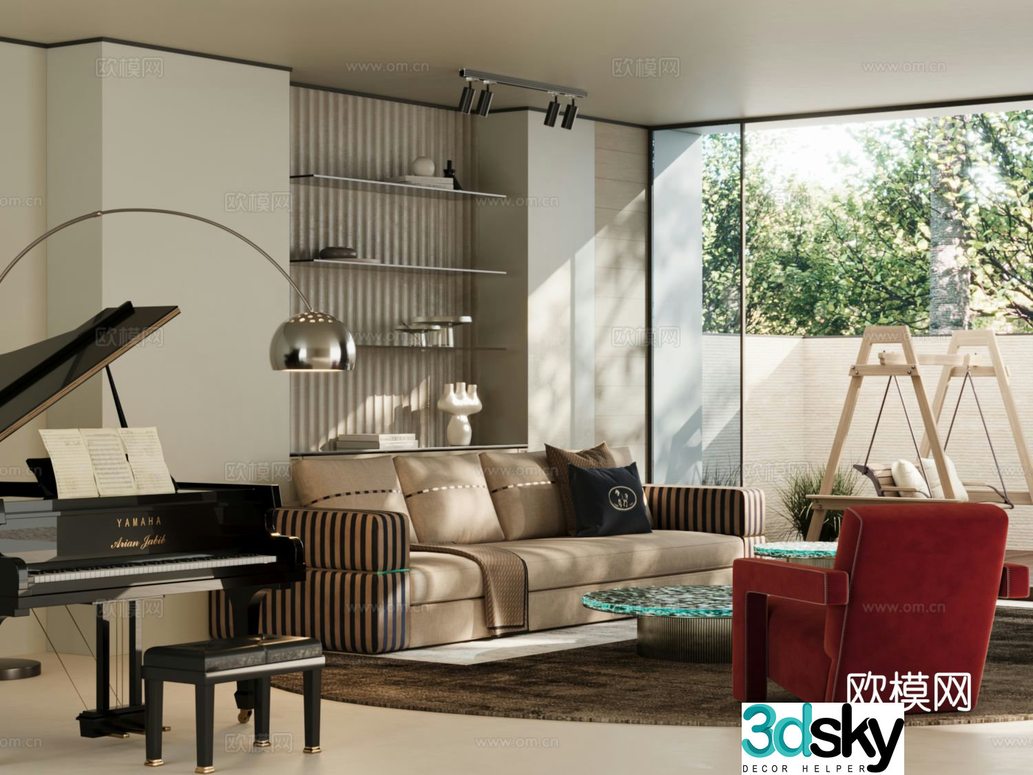 Modern minimalist living room 3d model