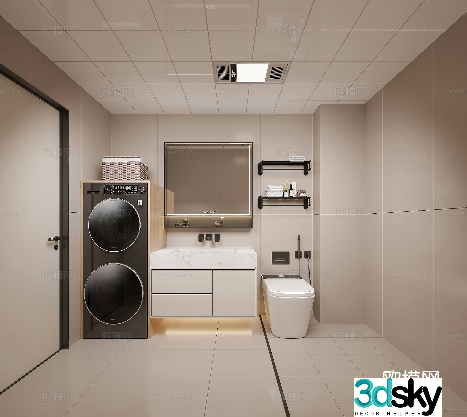 Modern bathroom toilet 3d model