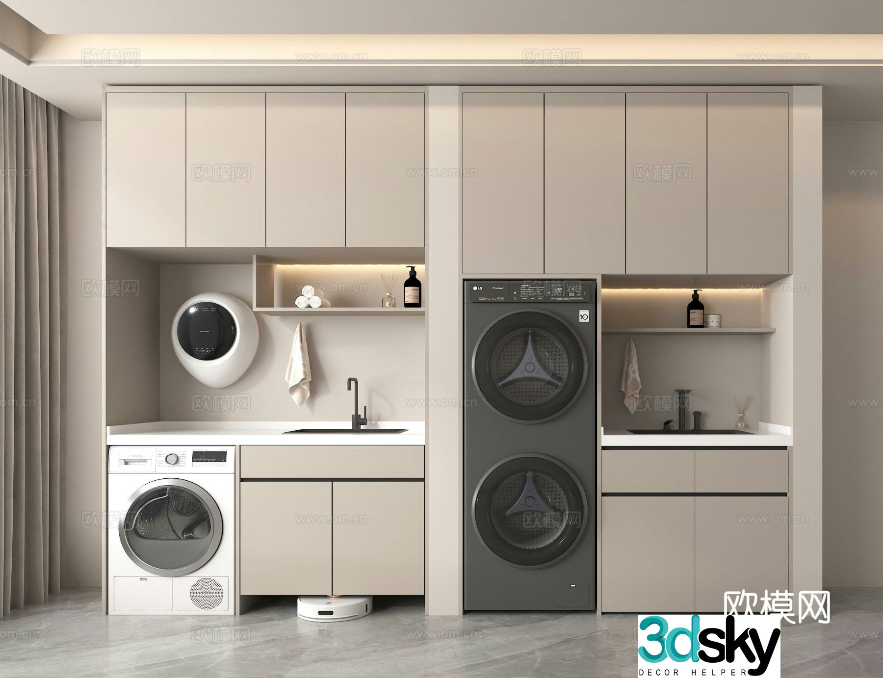 Washing machine cabinet balcony cabinet 3d model