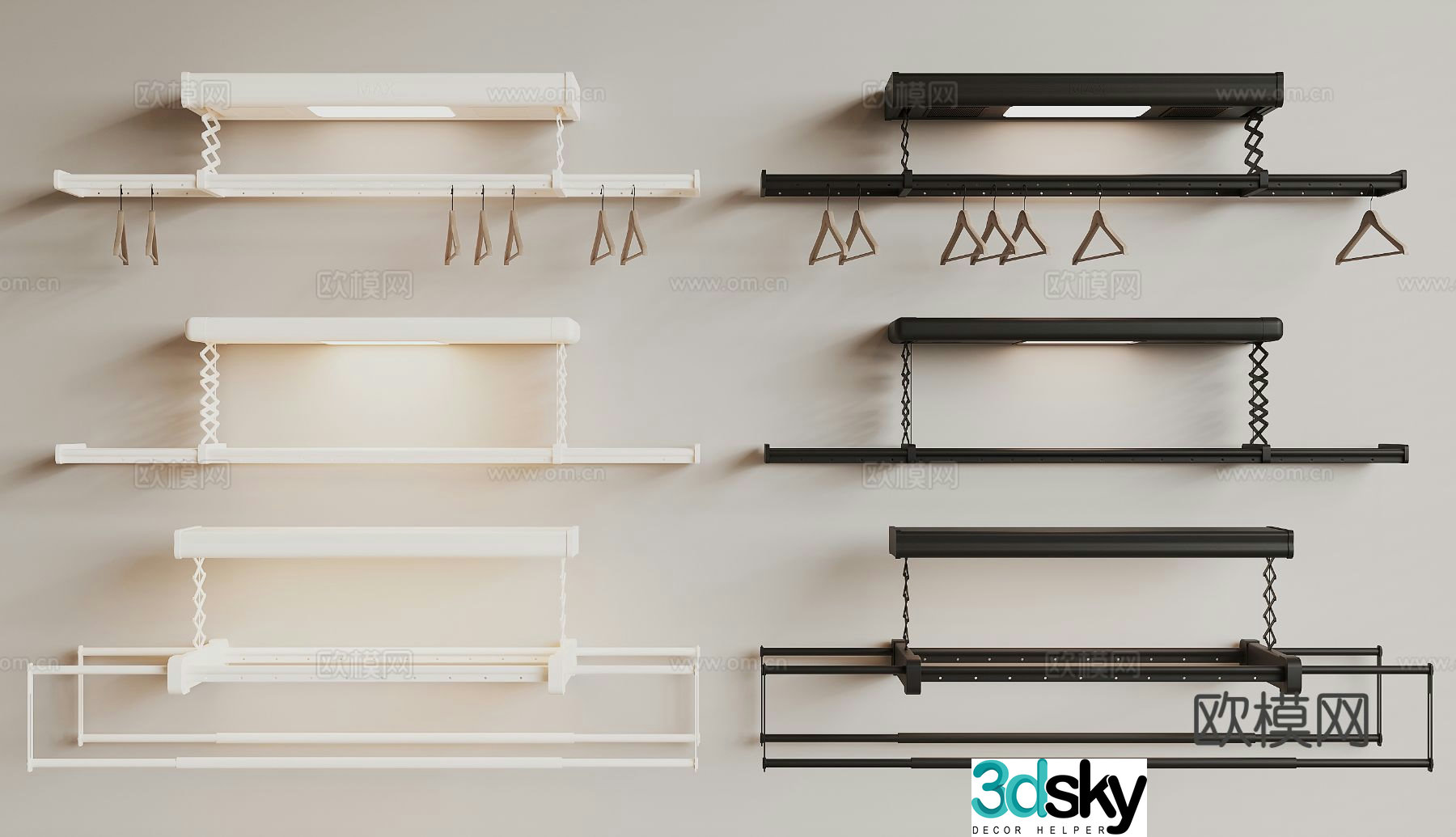 Modern clothes drying rack telescopic clothes drying rod 3D model