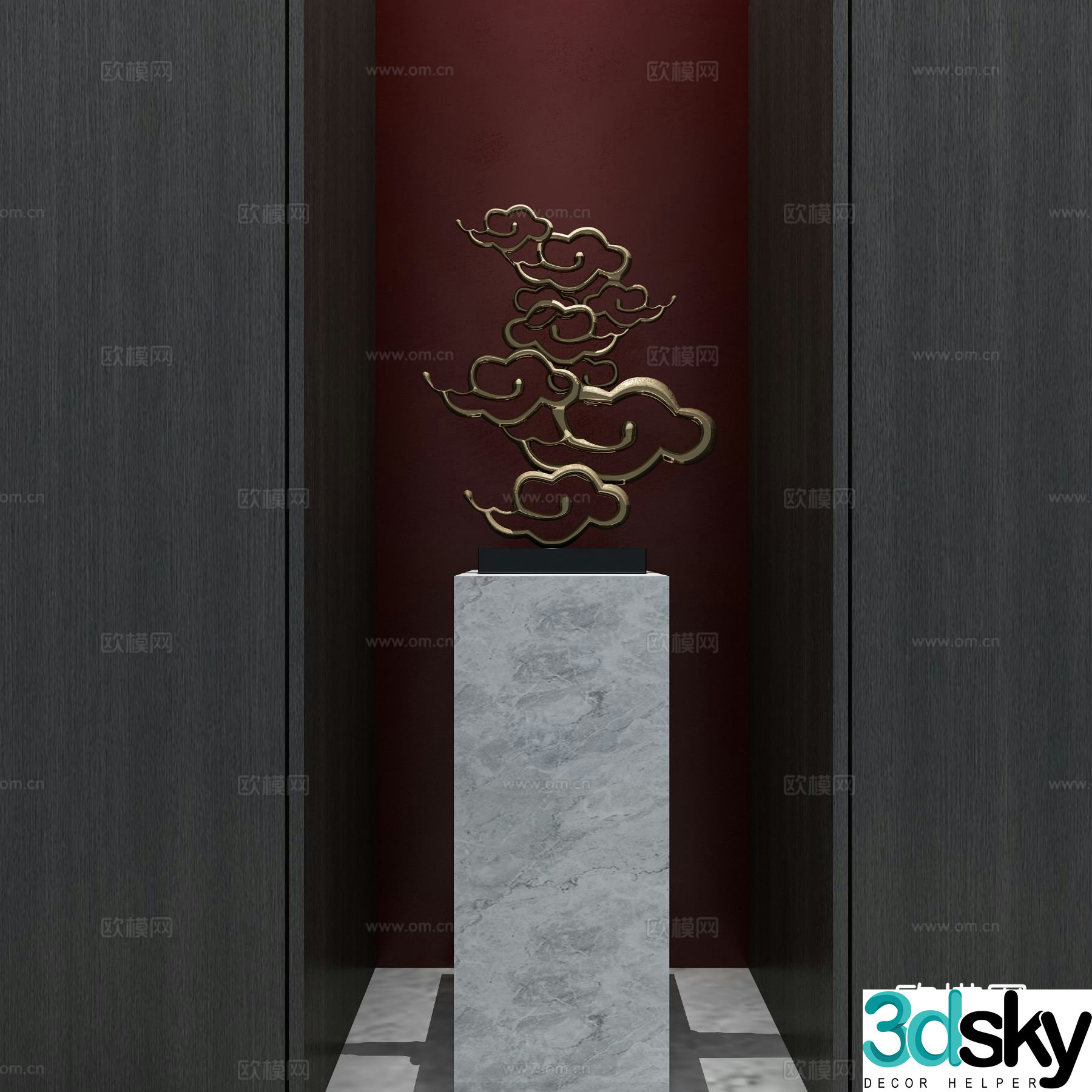 Chinese auspicious cloud sculpture ornaments 3D model