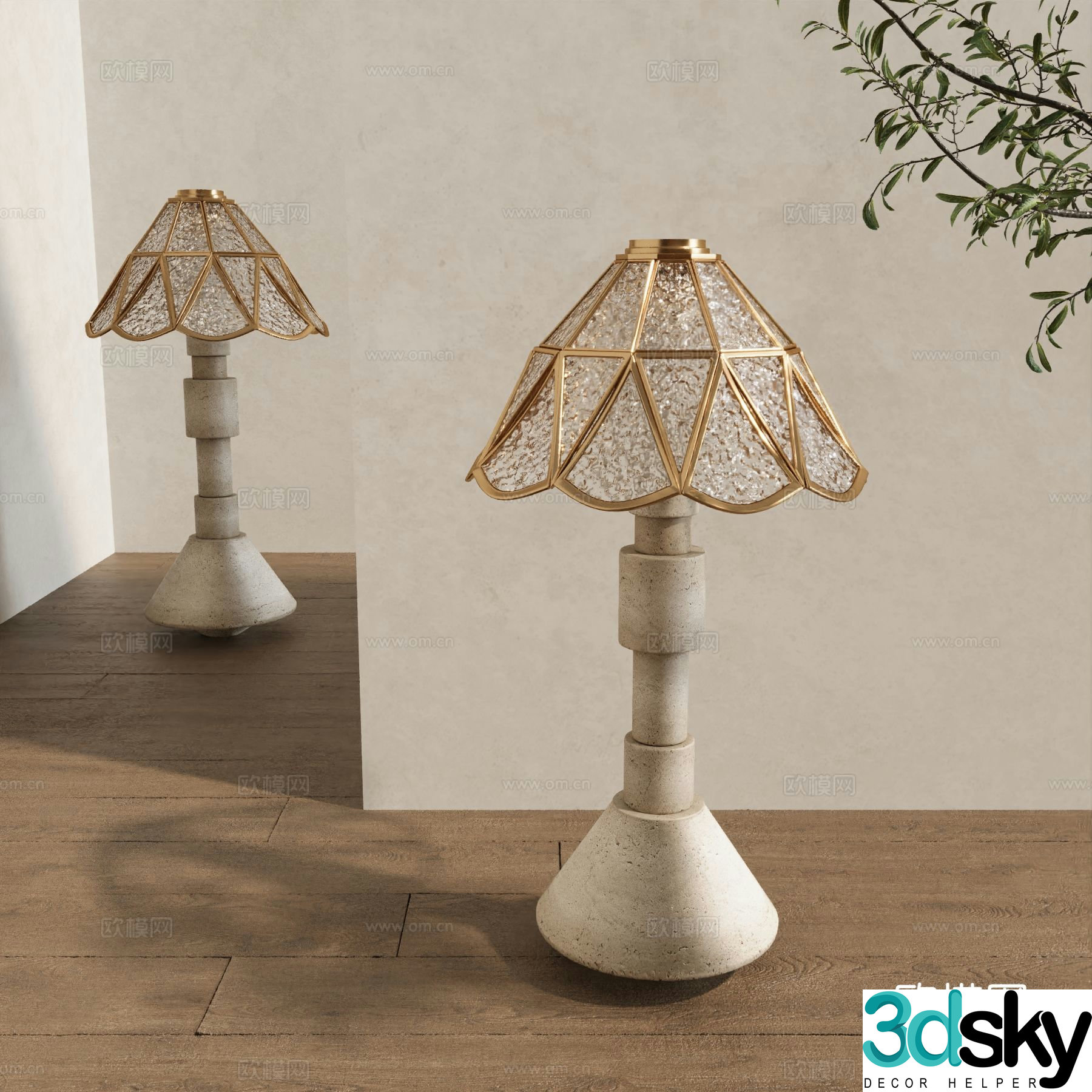 Wabi-sabi floor lamp mushroom lamp 3d model