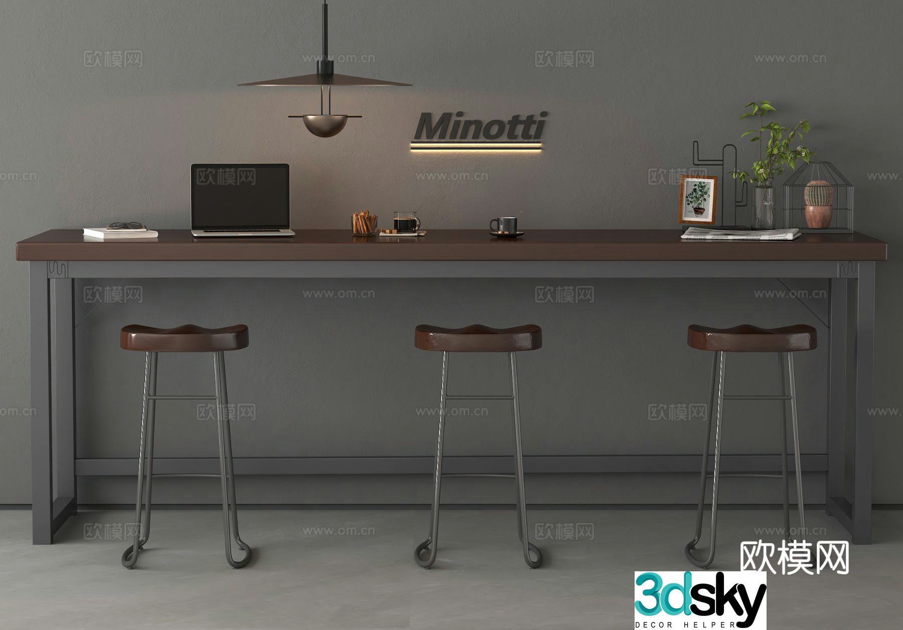 Italian bar bar chair 3d model