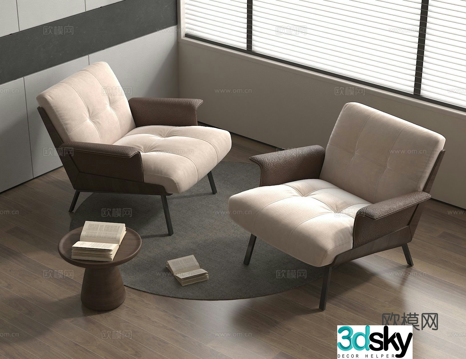Italian style chair leisure chair table 3d model