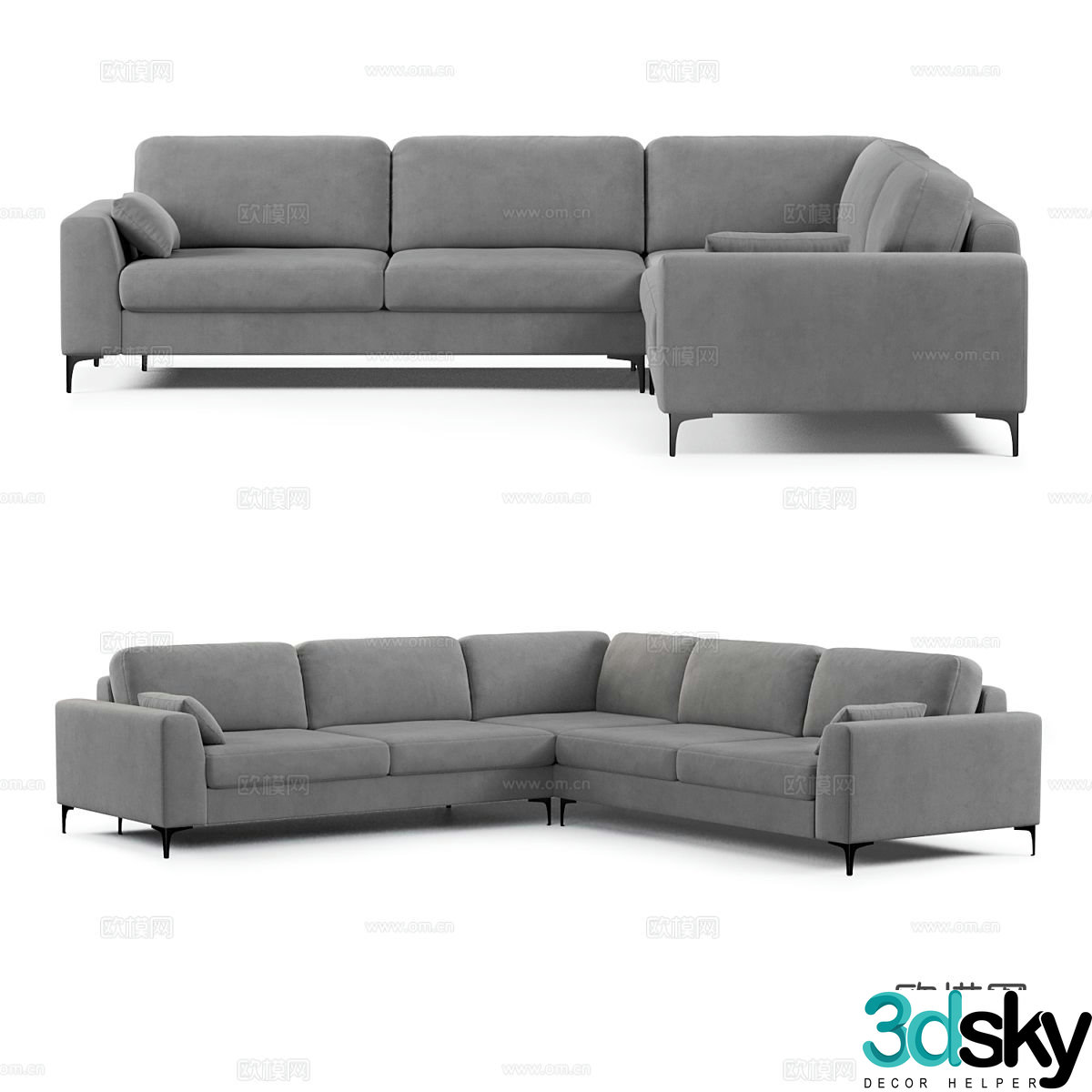 Simple multi-person sofa corner sofa 3D model