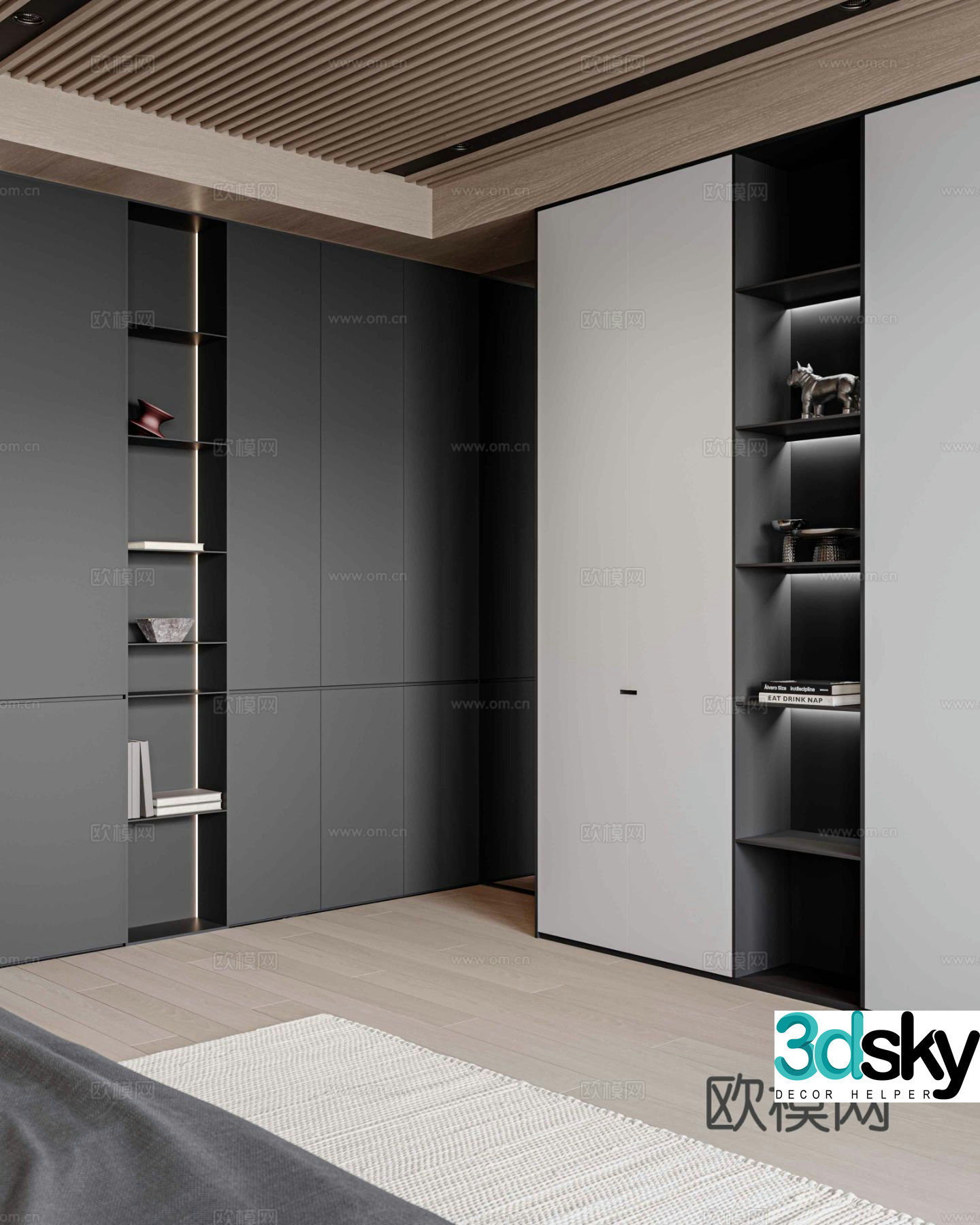Modern bookcase decorative cabinet 3d model
